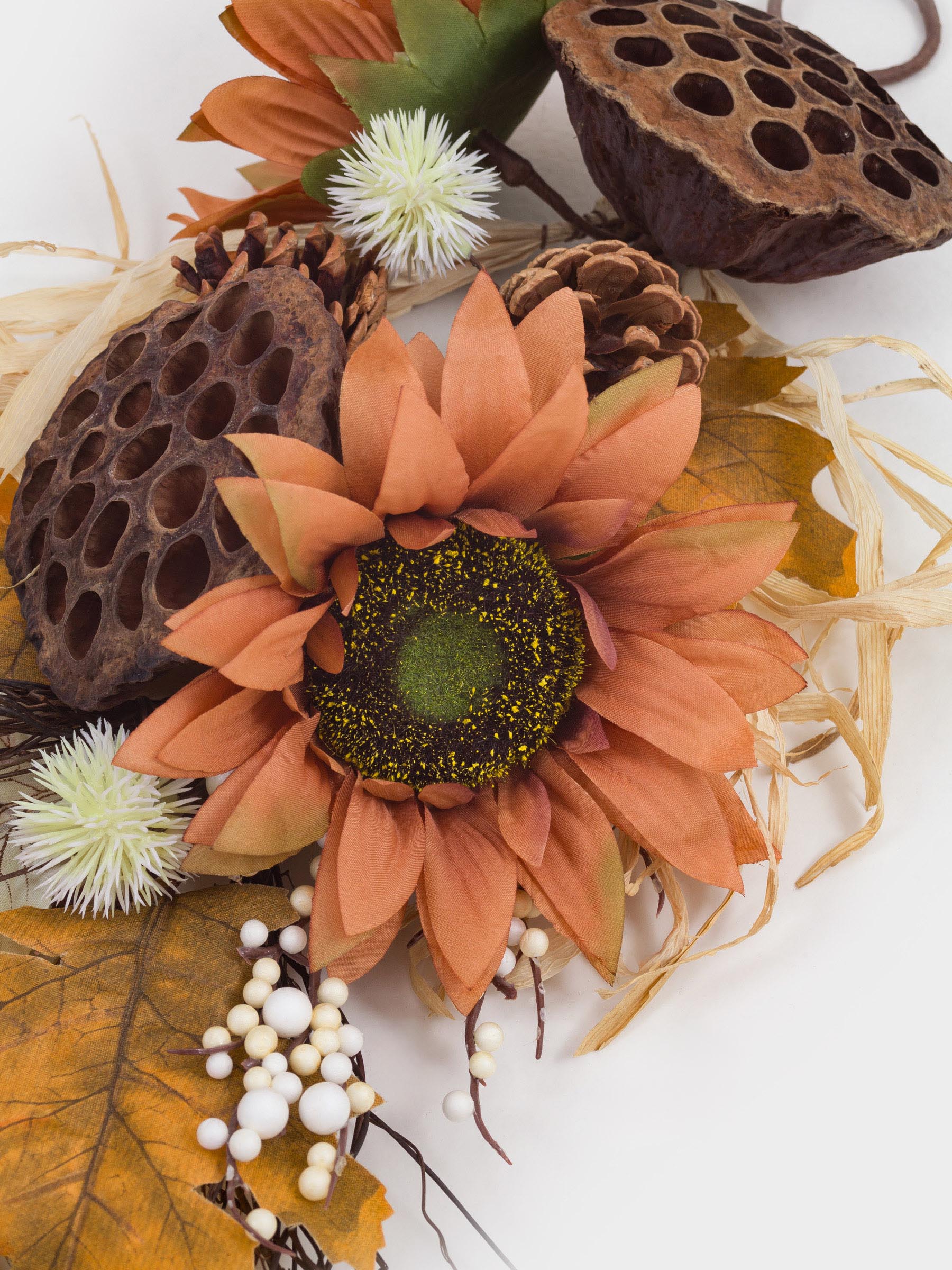 Сәндік композиция, 56 см, көбік/пластик, Күнбағыс пен лотос, Nelumbo decor, image-2