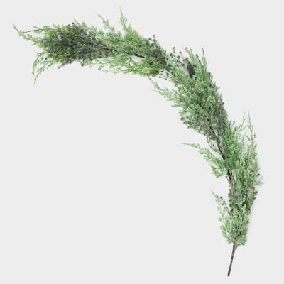 Ветка-гирлянда декоративная, 1,2 м, пластик, Хвоя с синими цветами, Conifer decor ,image-0