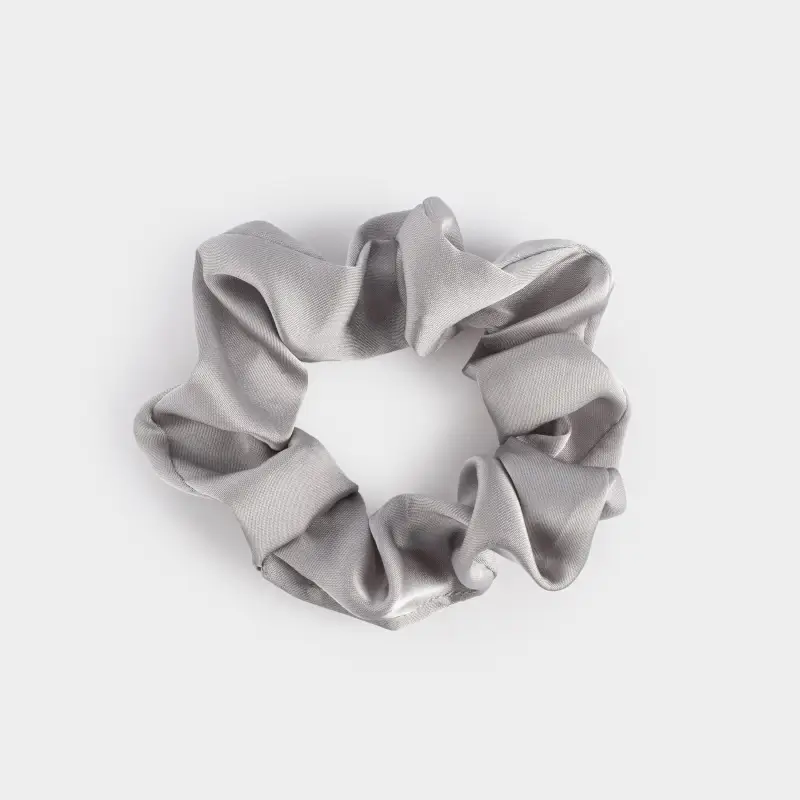Резинка для волос, 6 см, сатин, серая, Silk, image-0