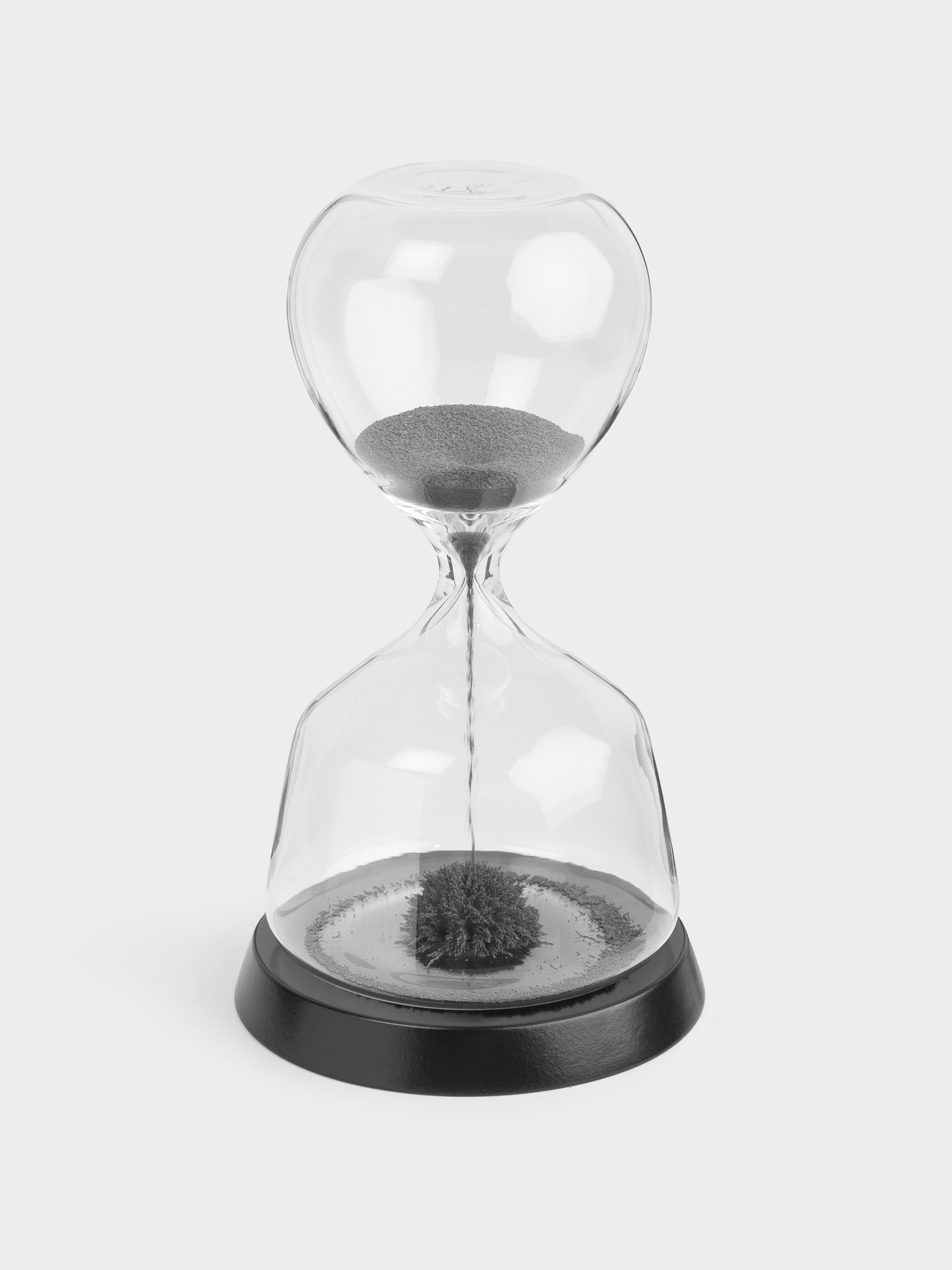 Құм сағат, 17 см, 1 минут, магнитті, тұғырда, шыны/ағаш, сұр, Sand time, image-0