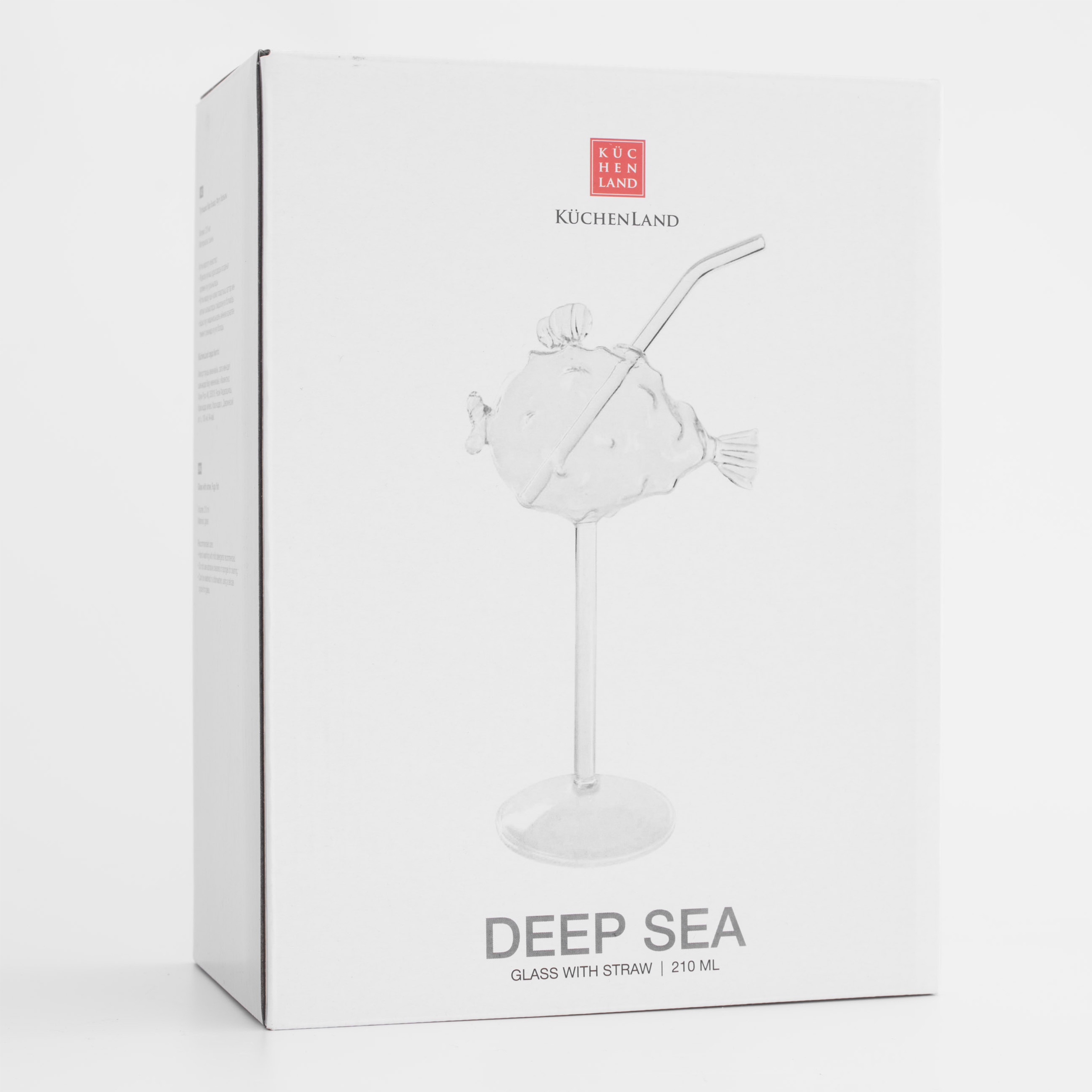 Бокал, 210 мл, с трубочкой, стекло, Рыба фугу, Deep sea decor, image-4