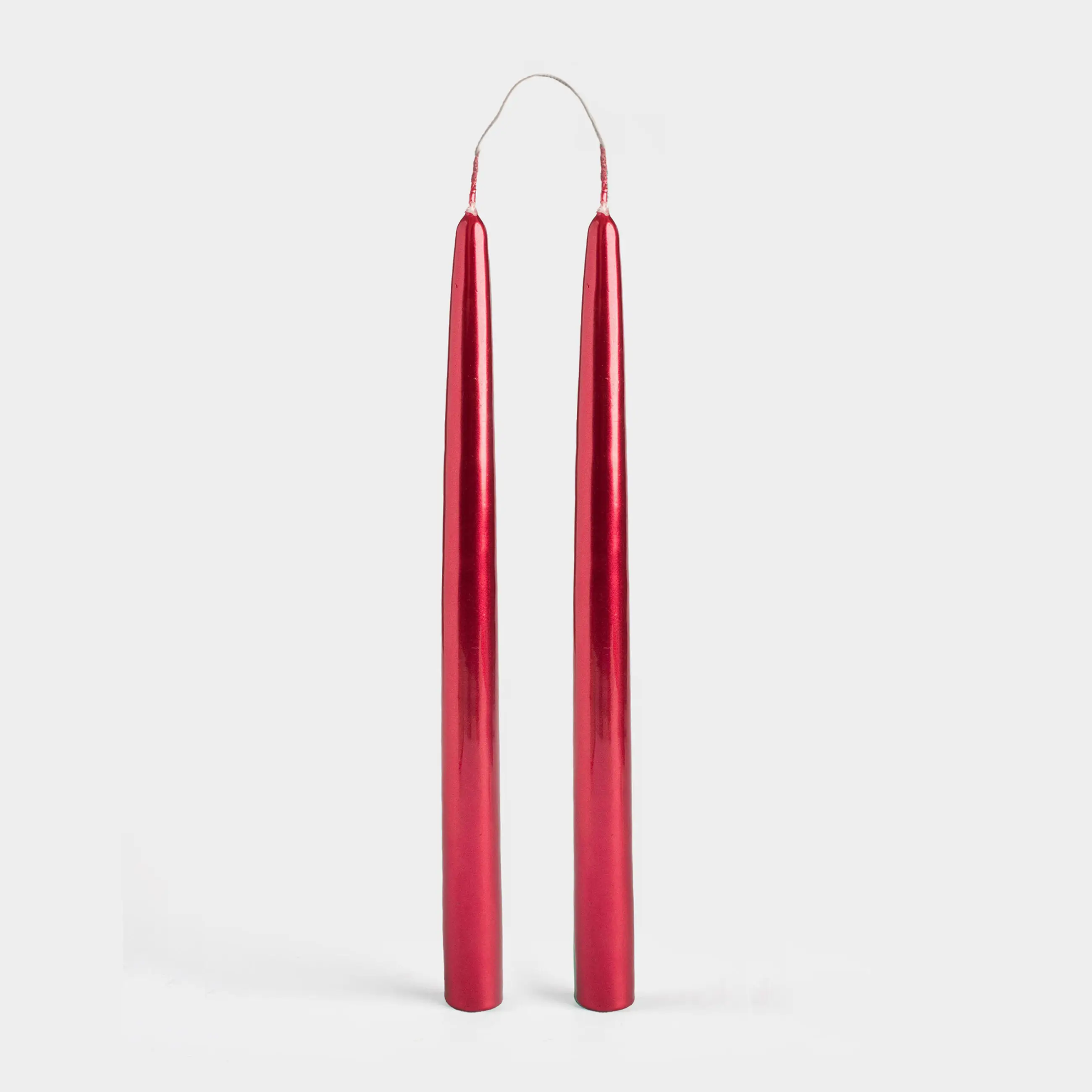 Свеча, 30 см, 2 шт, тонкая, с общим фитилем, красная, Vivid candle