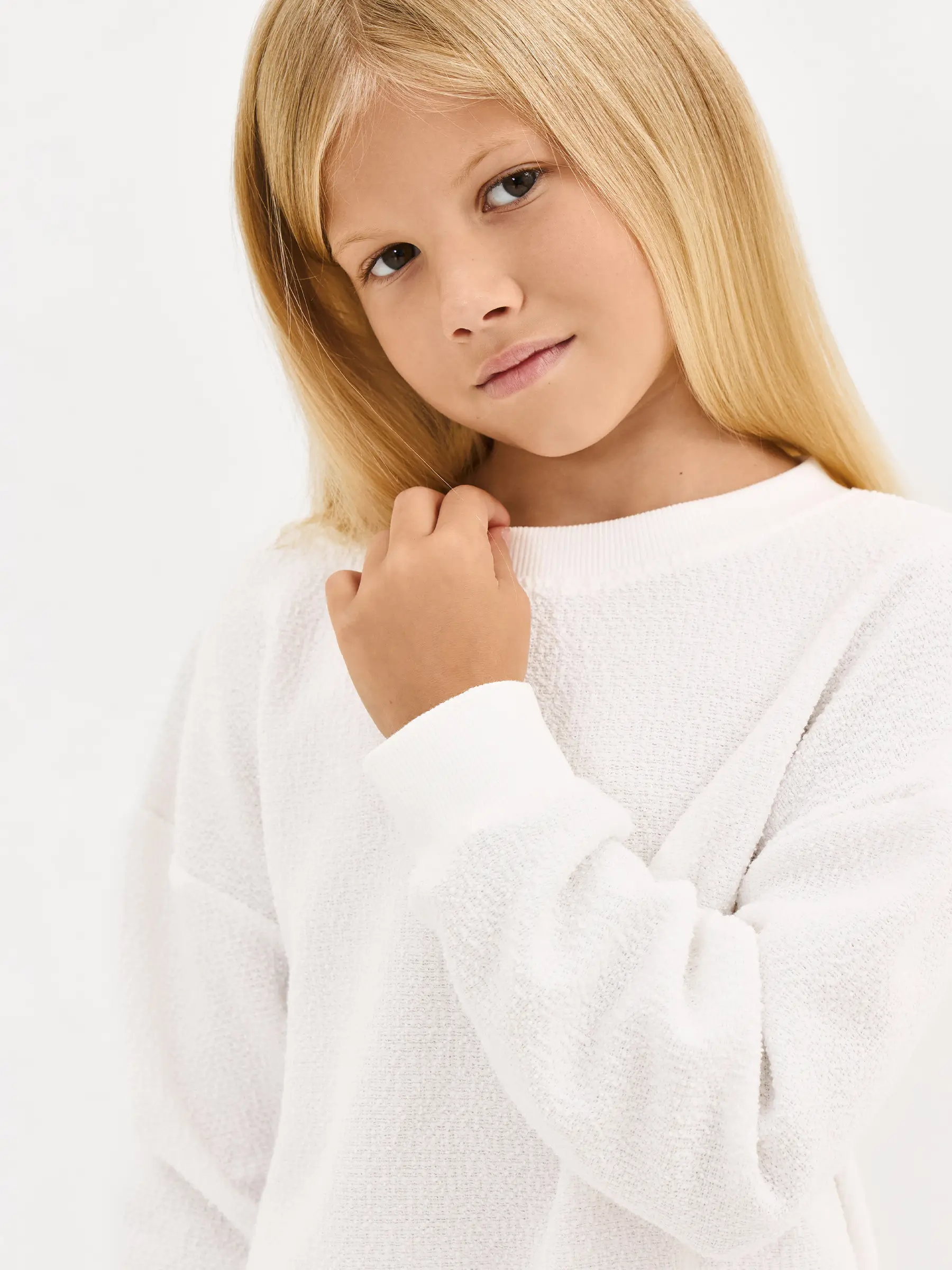 Свитшот детский, для девочек, молочный, Tiziana, image-0