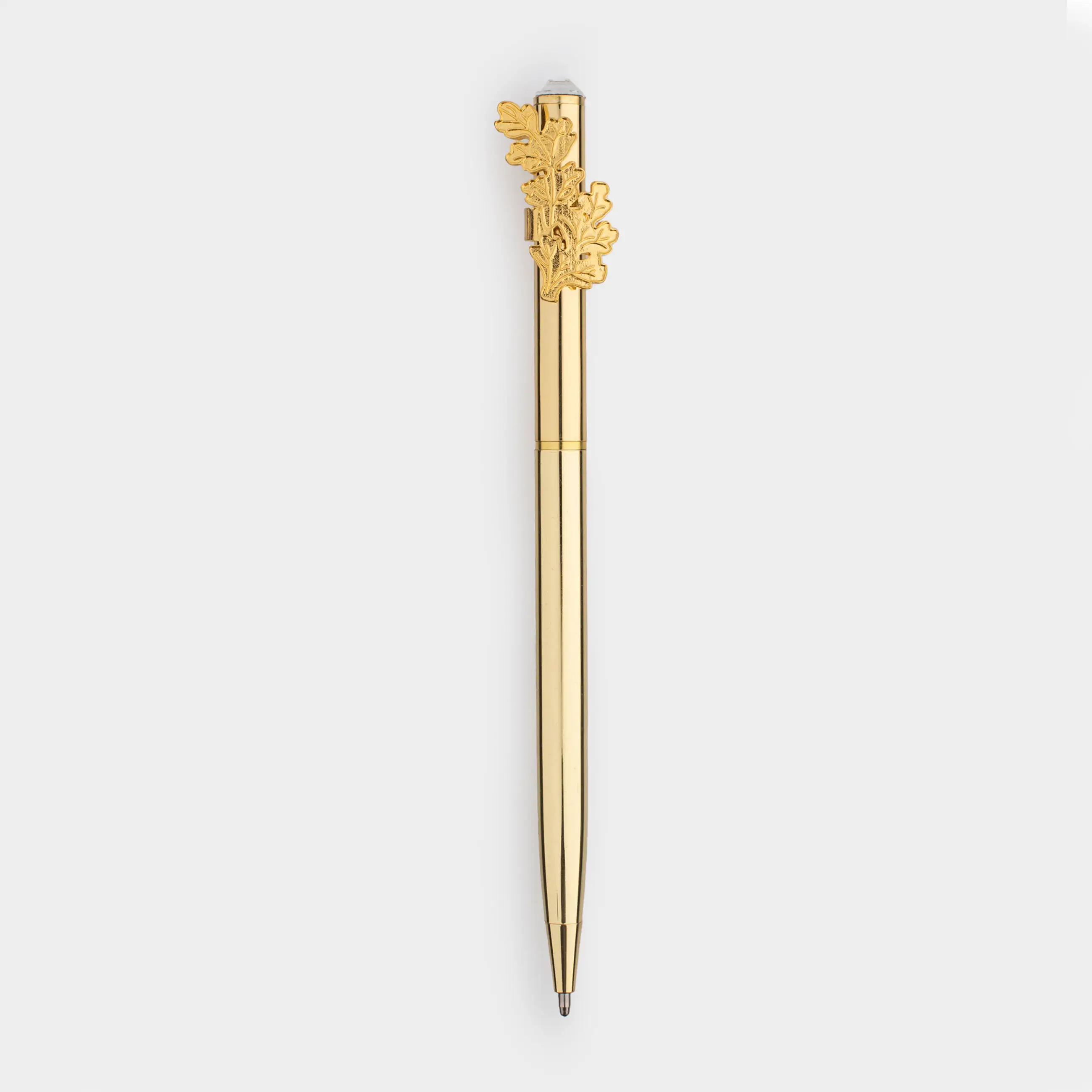 Ручка шариковая, 15 см, с фигуркой, сталь, золотистая, Листья, Draw figure, image-0