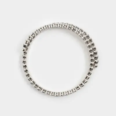Браслет-спираль, 20 см, металл/стразы, зелено-серебристый, Кристаллы, Jewelry ,image-0