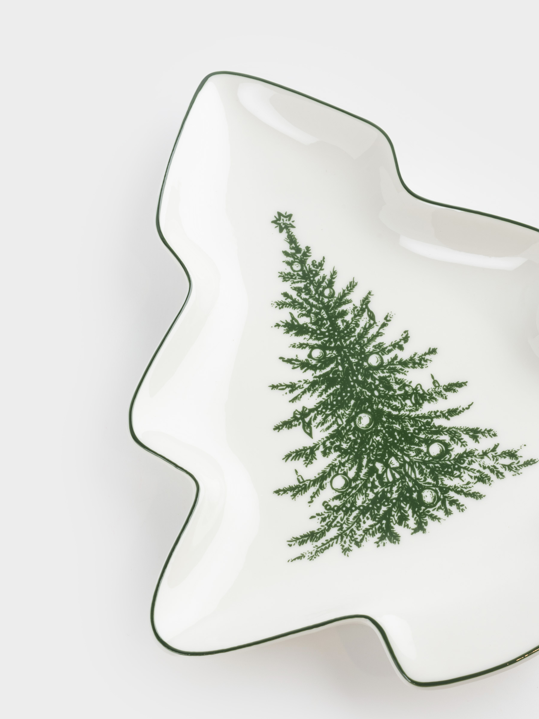 Блюдо, 23х20 см, фарфор N, бело-зеленое, Праздничная ель, Christmas lace, image-4