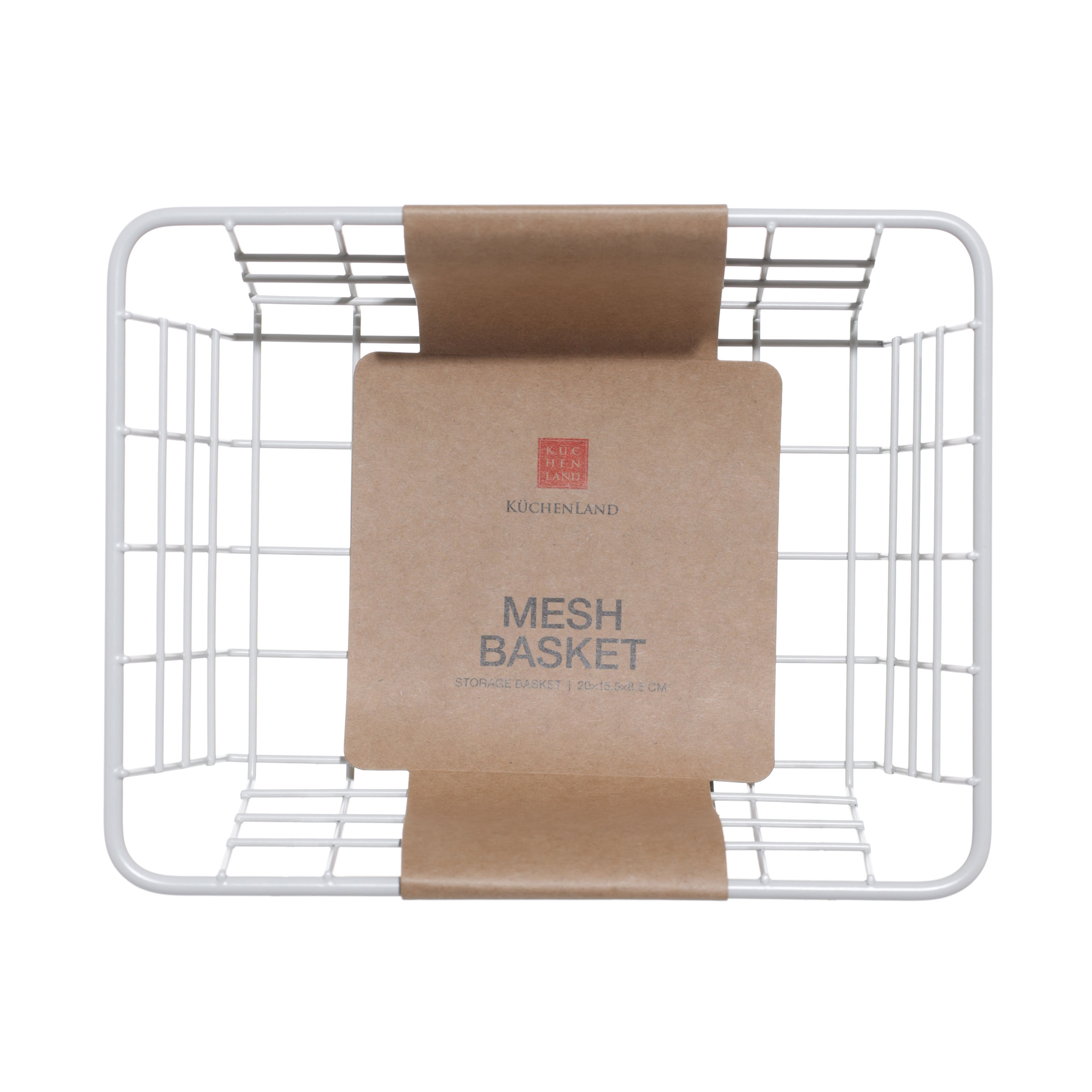 Корзина для хранения, 20х15х8 см, металл, прямоугольная, бежевая, Mesh basket, image-1