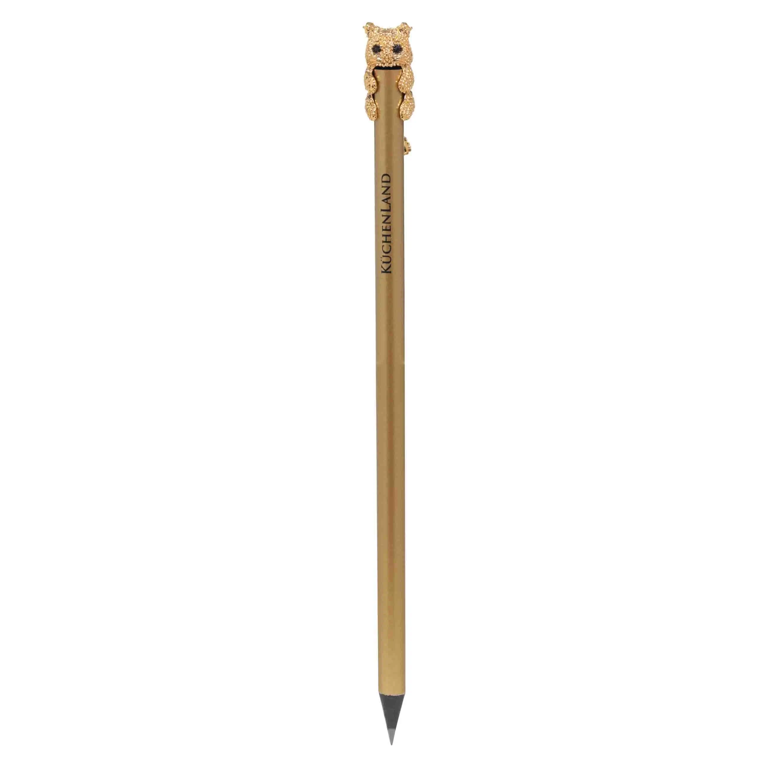 Карандаш, 18 см, чернографитный, с фигуркой, золотистый, Кот, Draw, image-0
