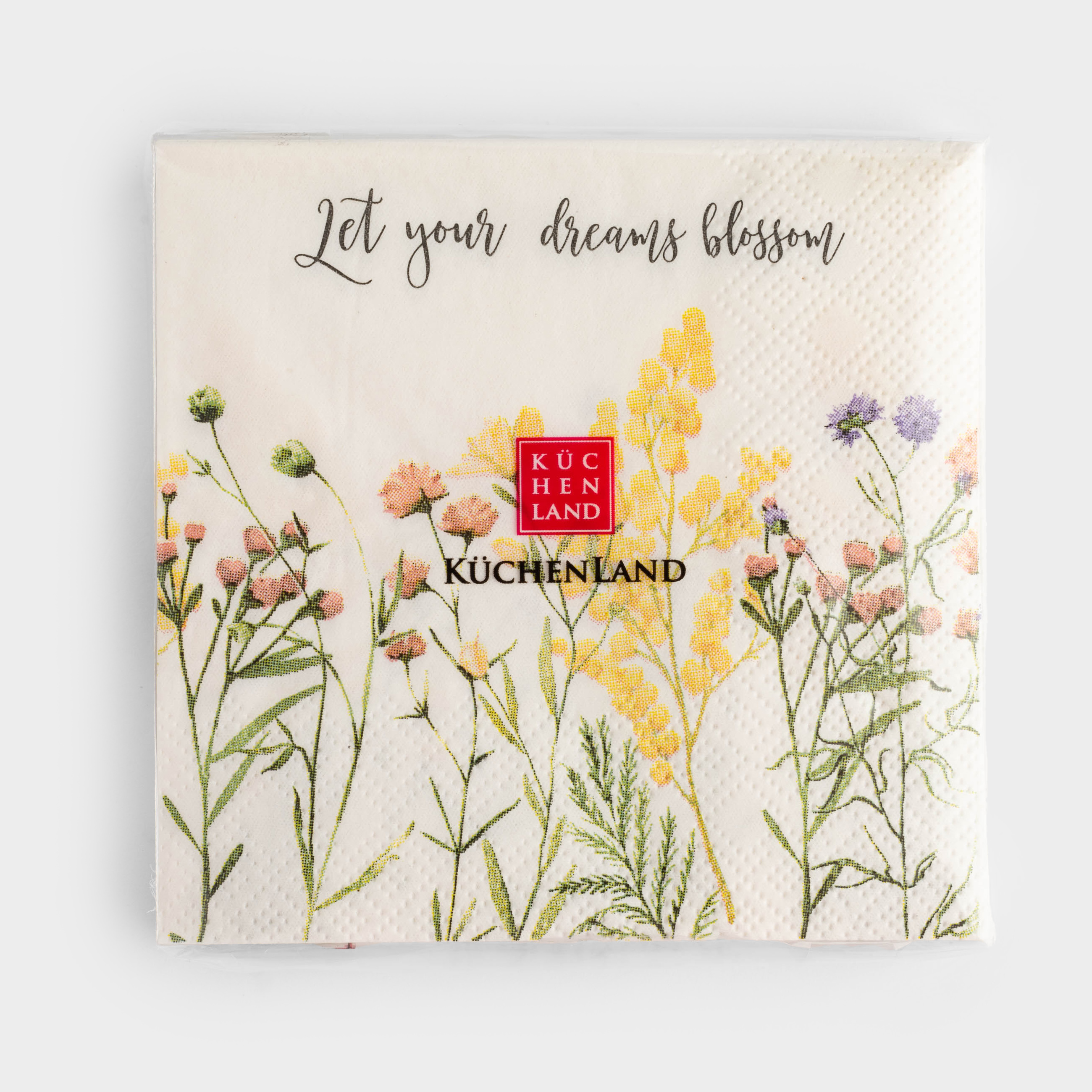 Салфетки бумажные, 21х21 см, 20 шт, квадратные, белые, Flower garden, image-2