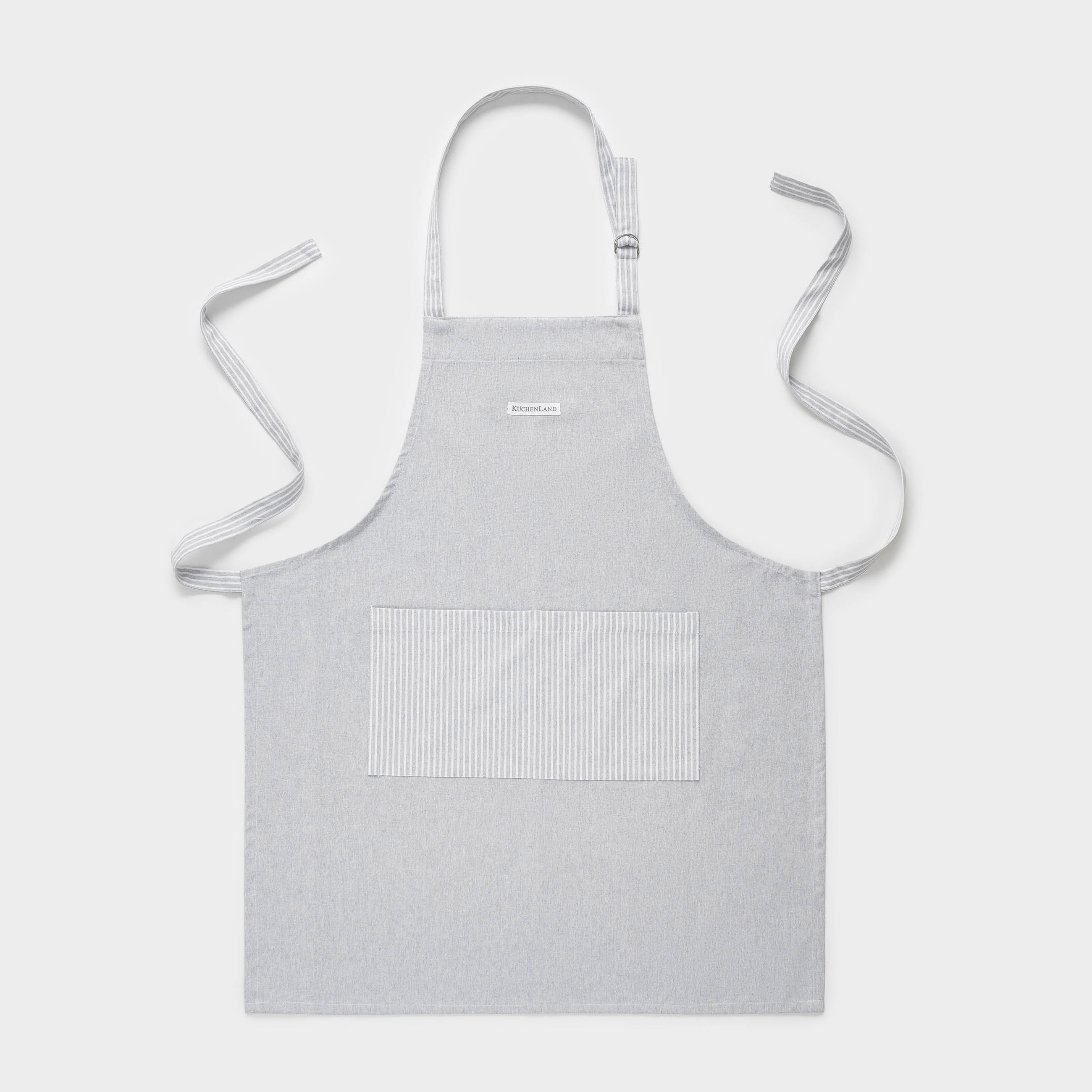 Алжапқыш, 70x85 см, мақта, ашық сұр, жолақтар, Stripe kitchen, image-0