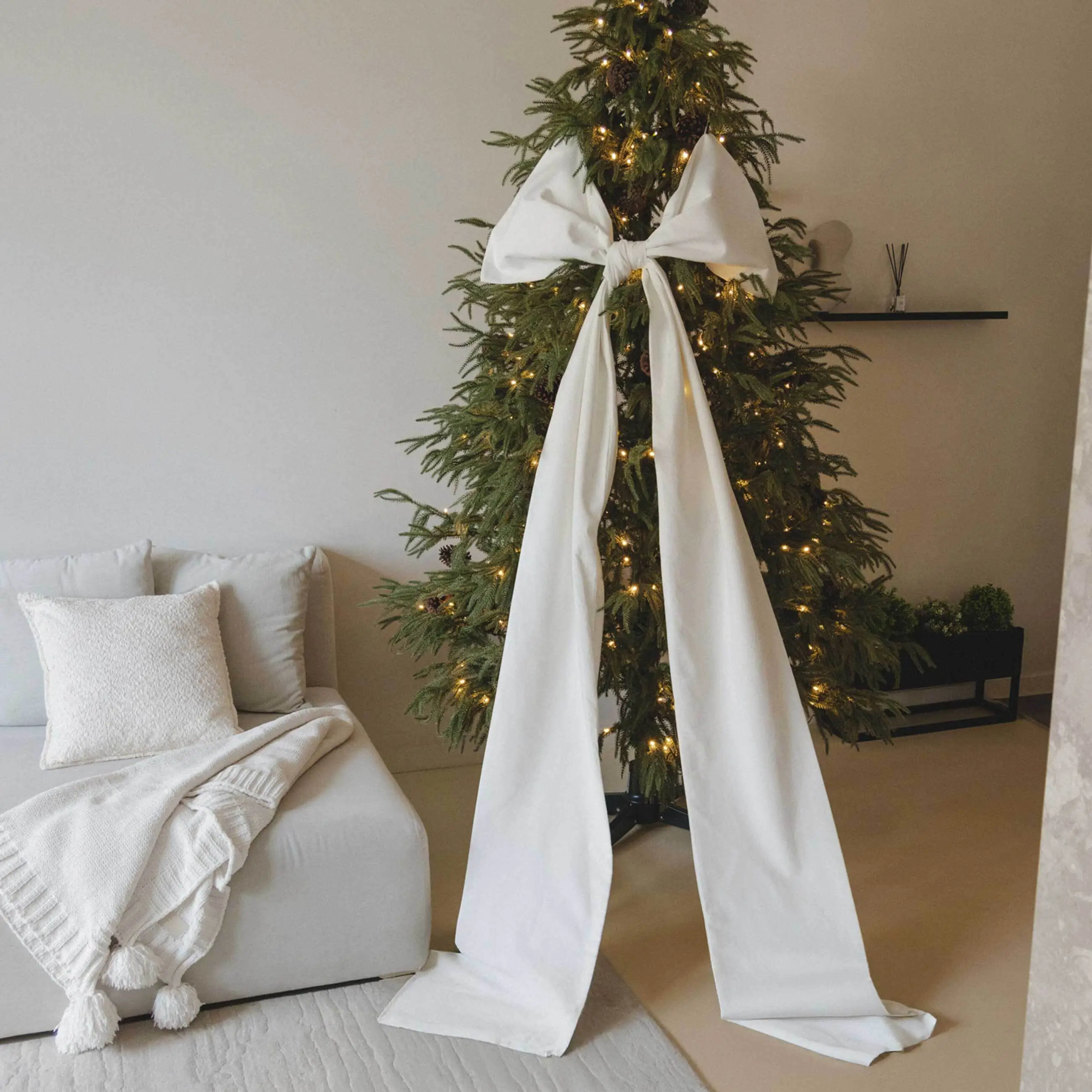 Украшение декоративное, 75х250 см, полиэстер, молочное, Бант, Bow velvet