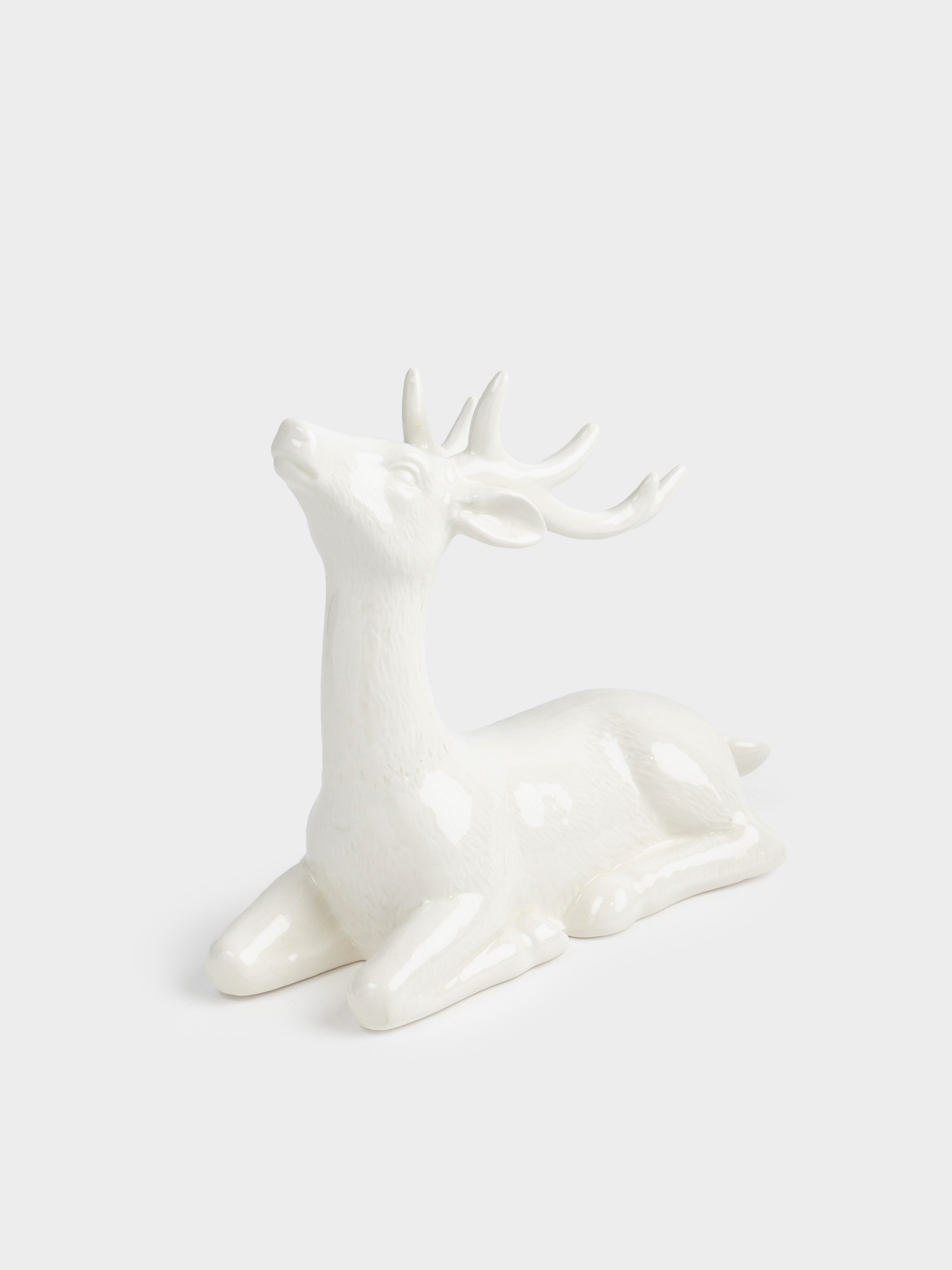 Статуэтка, 17 см, керамика, белая, Олень, Forest deers, image-1