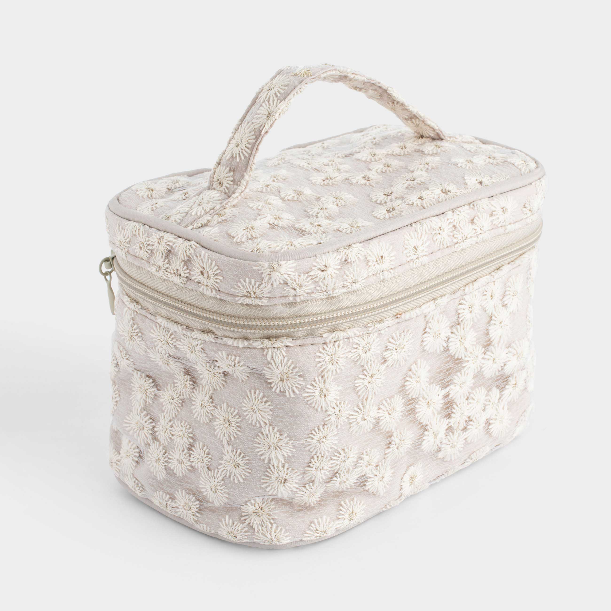 Косметичка, 19x14 см, с ручкой, полиэстер, Ромашки, Flower embroidery, image-3