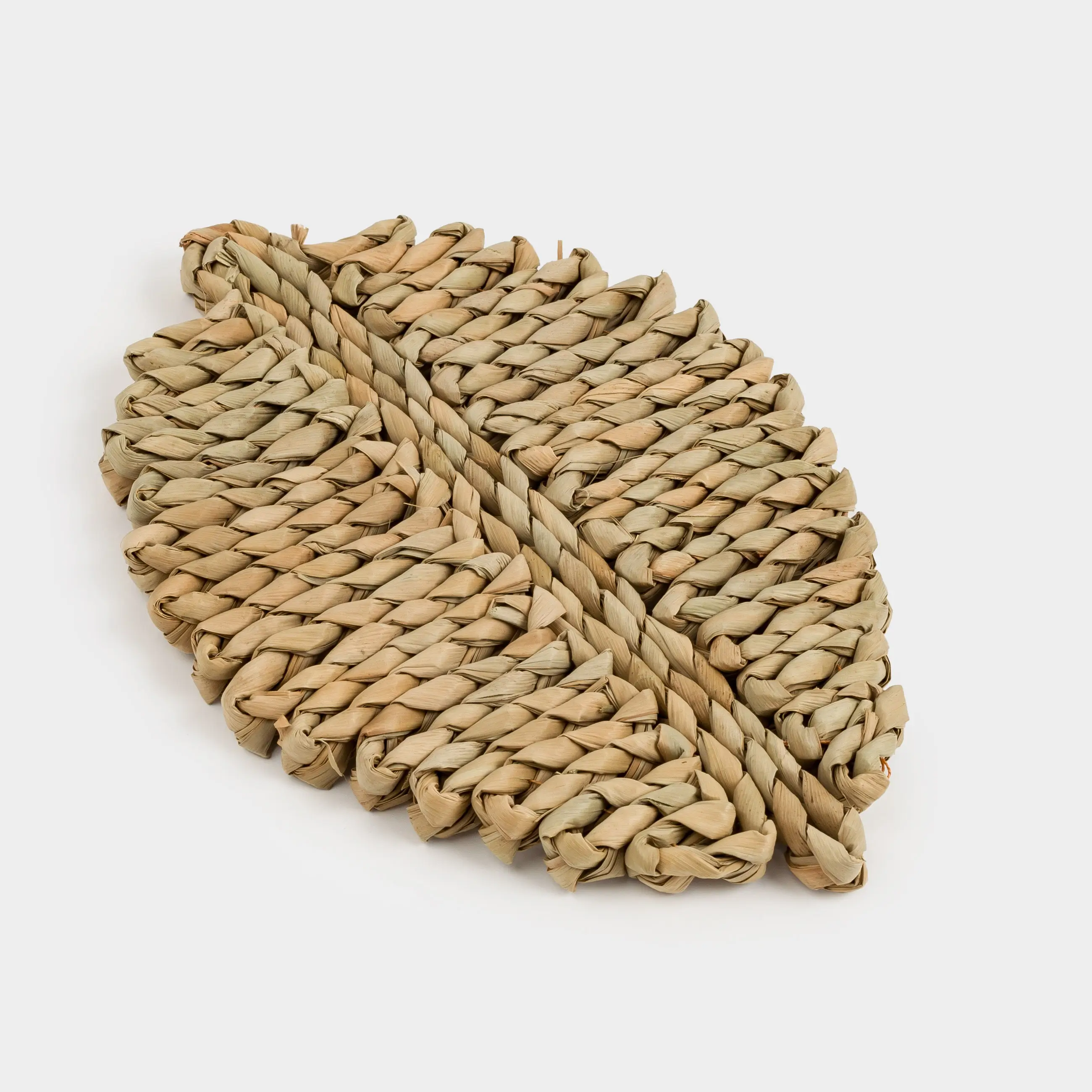 Подставка под горячее, 16x24 см, рогоз, фигурная, песочная, Лист, Braided, image-0