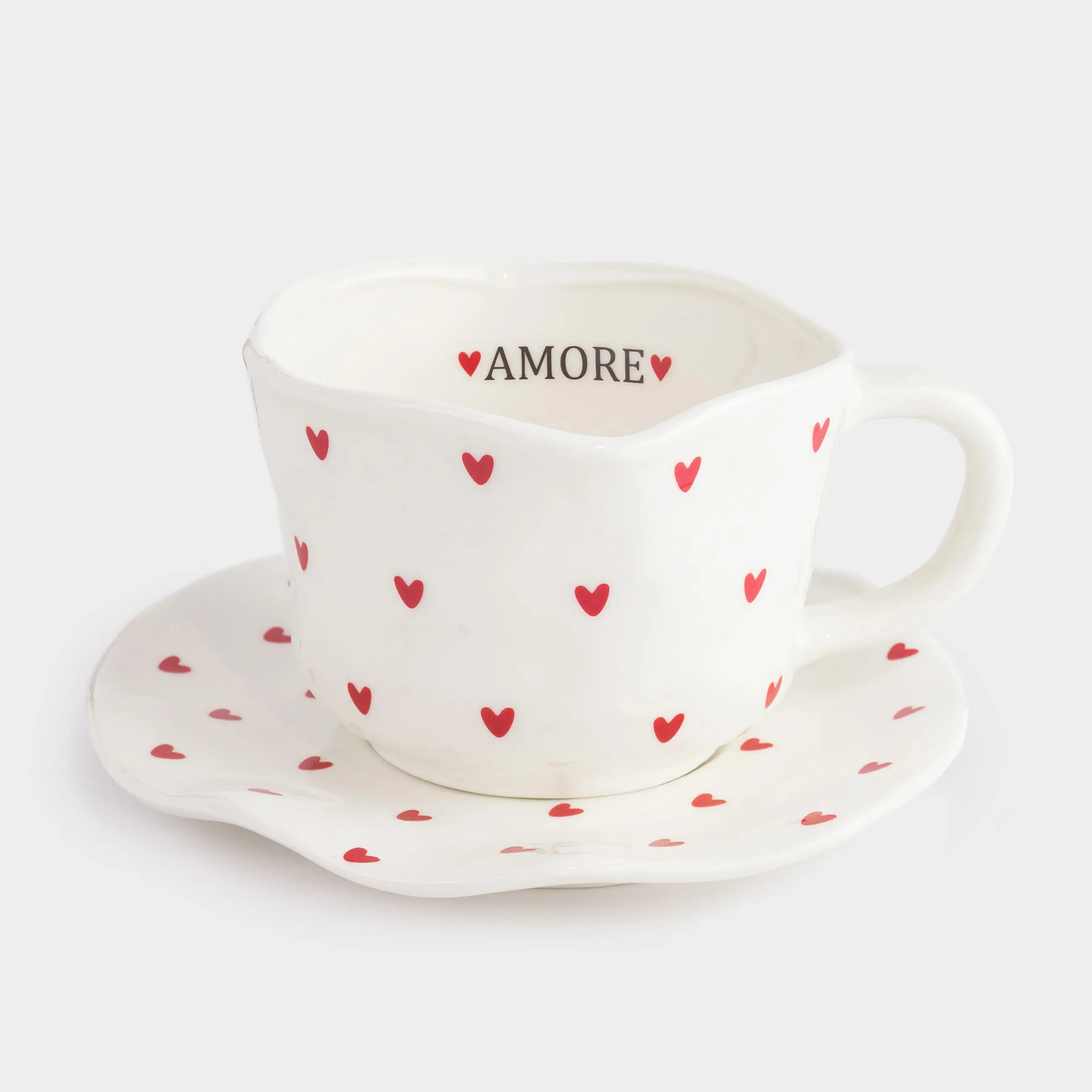 Шай жұбы, 1 адам, 2 зат, 300 мл, фарфор Р, сүт түстес, Жүрек, Crumple amour