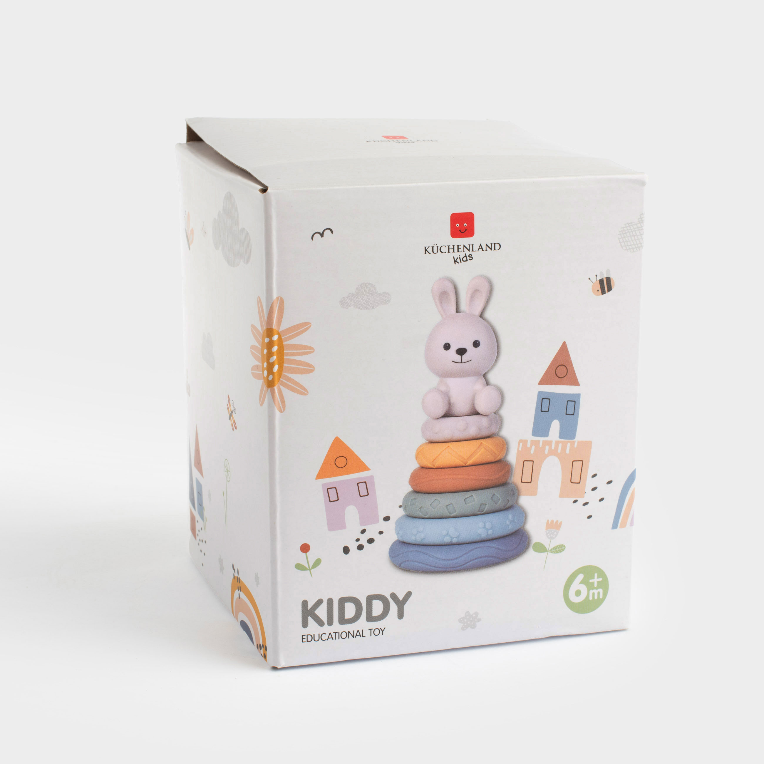Игрушка развивающая, 19 см, 7 пр, ПВХ, цветная, Пирамидка зайка, Kiddy, image-4