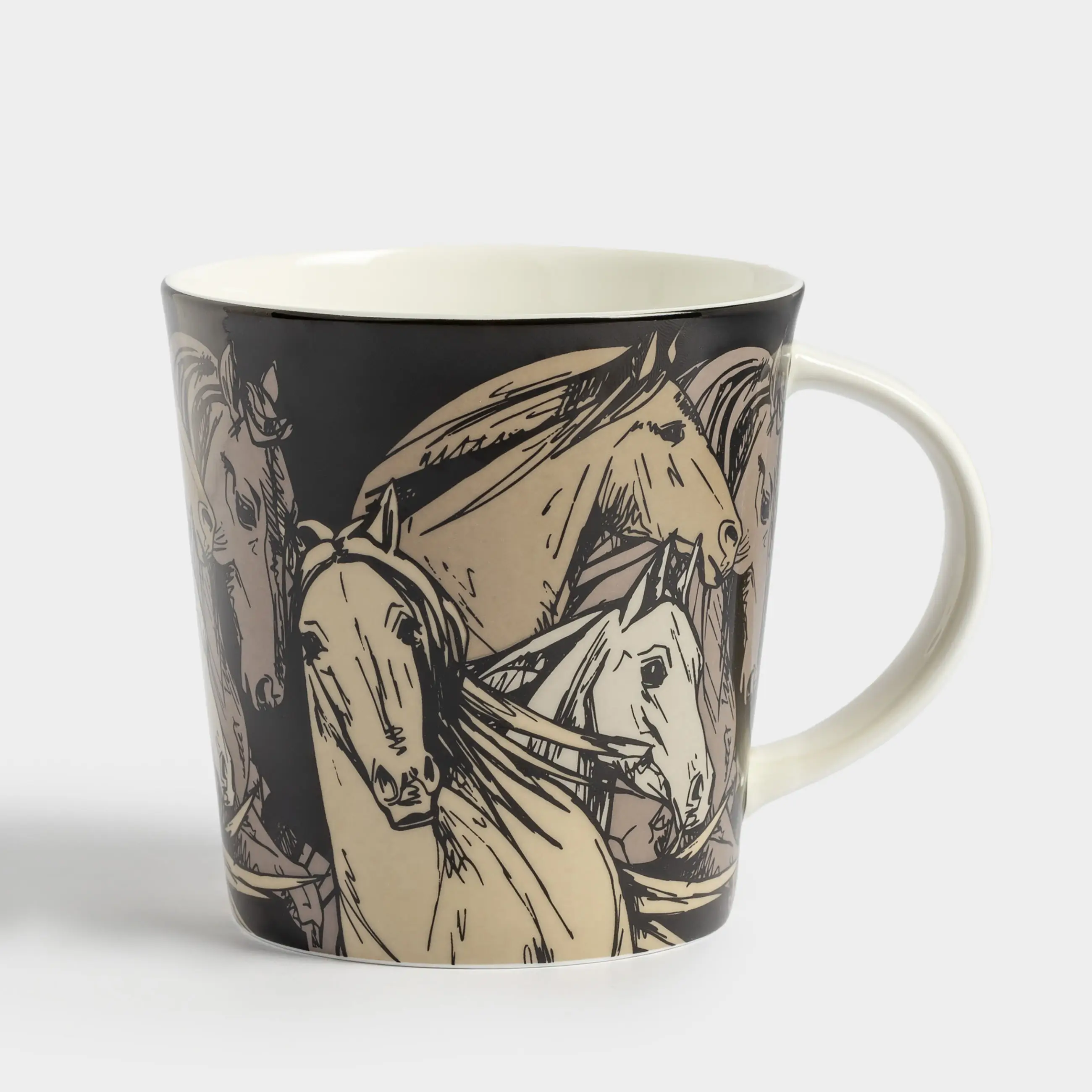 Саптыаяқ, 450 мл, фарфор F, қара, Жылқы, Horse