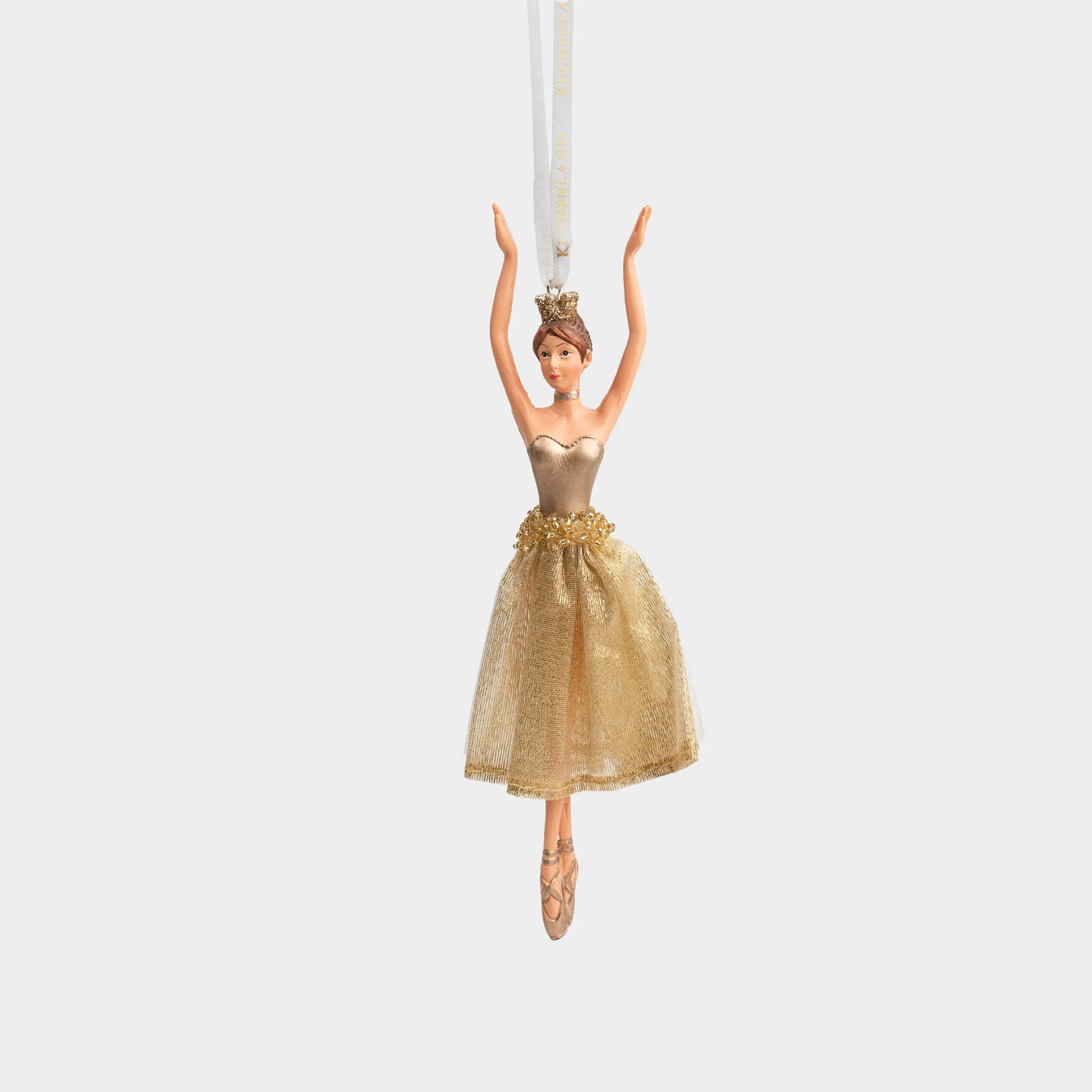 Игрушка елочная, 9х18 см, полиэстер, шампань, Балерина, Sweet girl