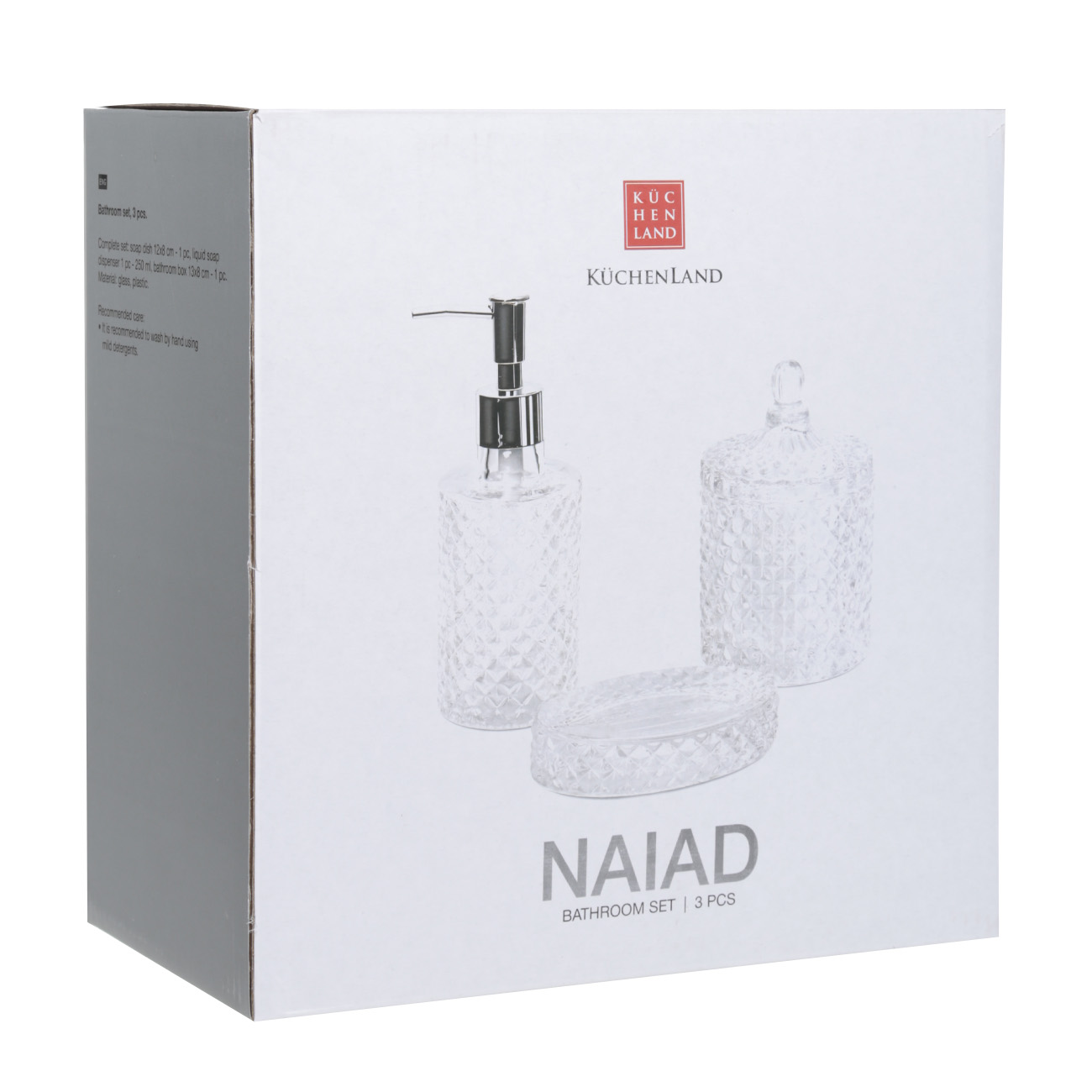 Набор для ванной, 3 пр, стекло/пластик, Naiad, image-6