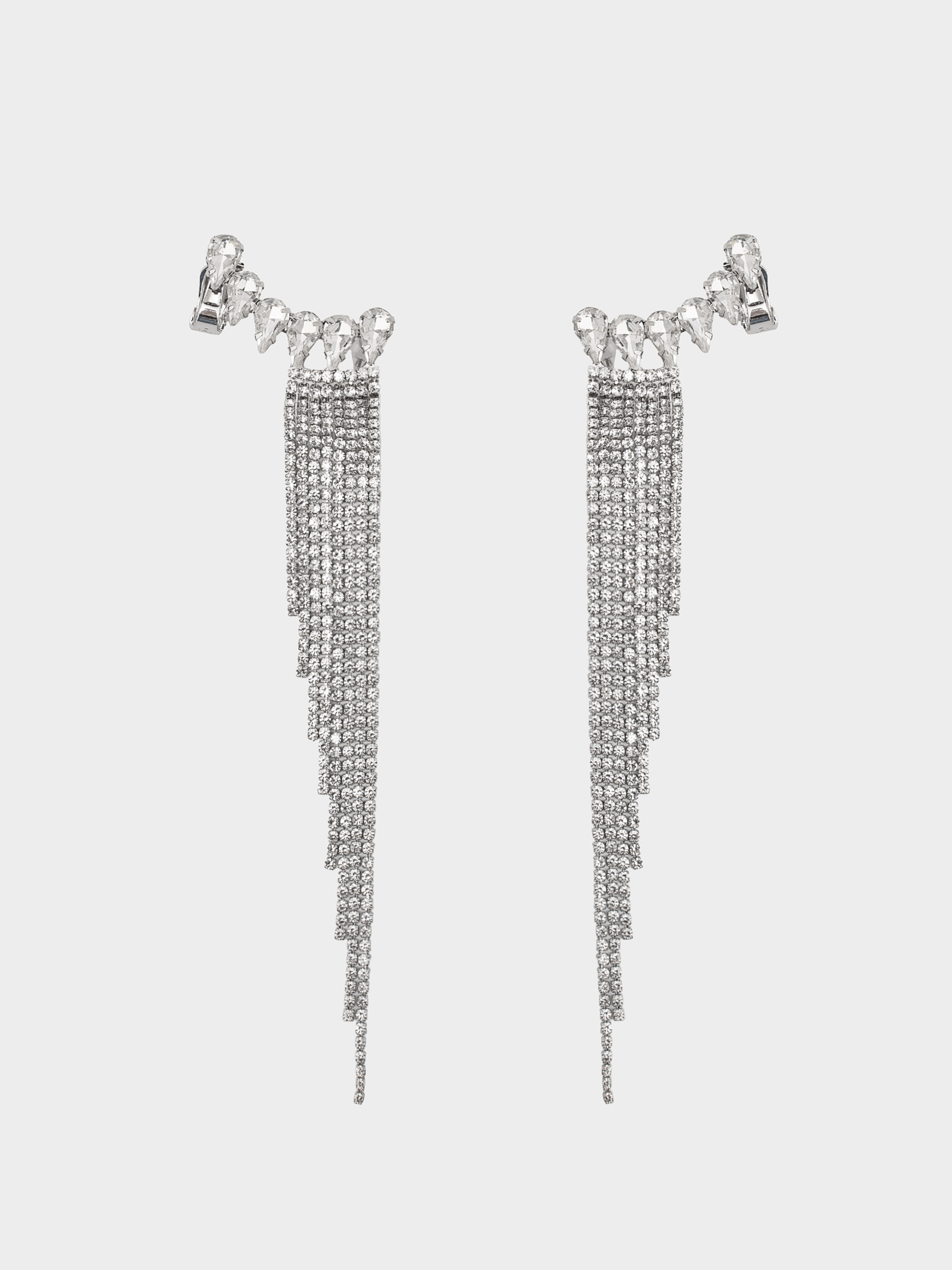 Серьги-пусеты, 14 см, 2 шт, металл/стразы, серебристые, Кристаллы, Jewelry crystal, image-0