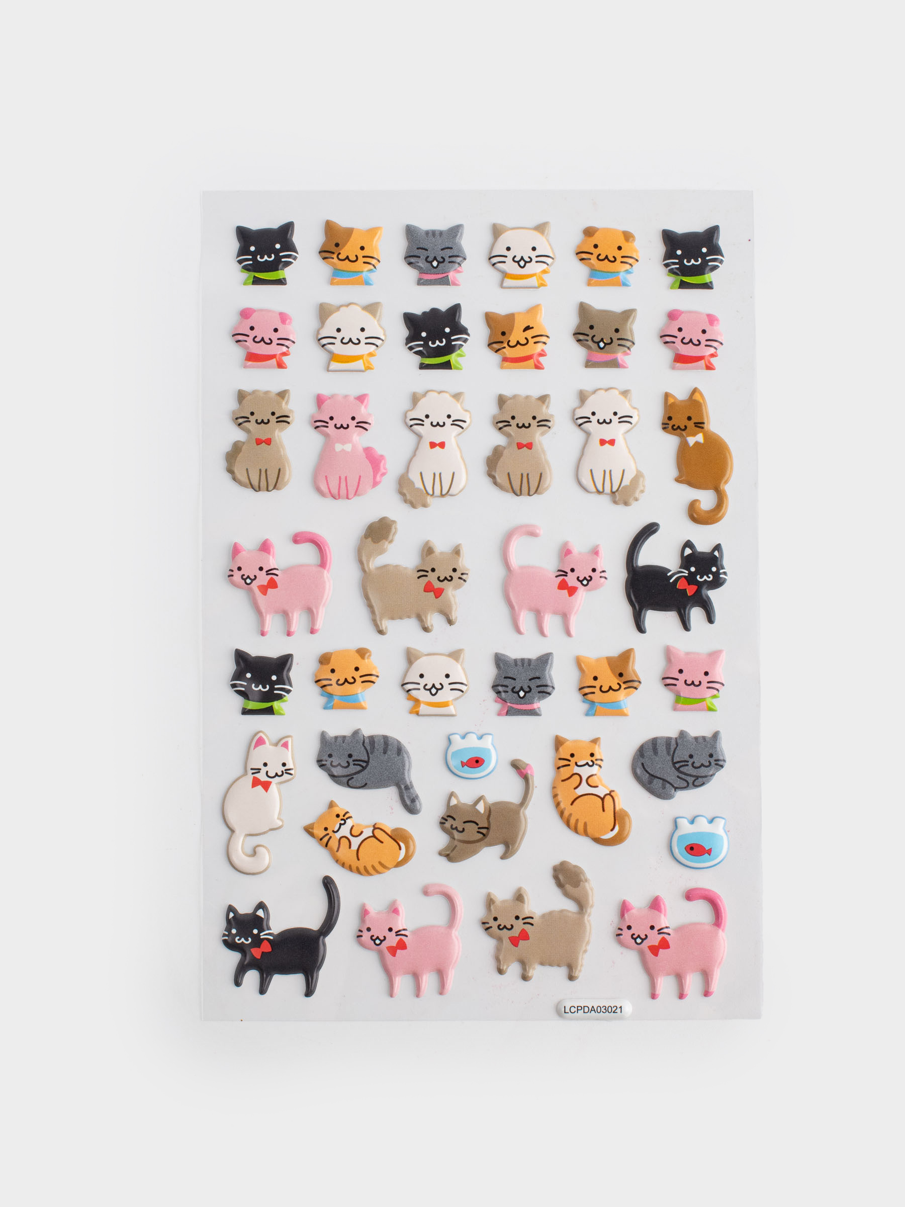 Набор наклеек, 19х10 см, 40 шт, одноразовые, ПВХ, Котики, Cat, image-1