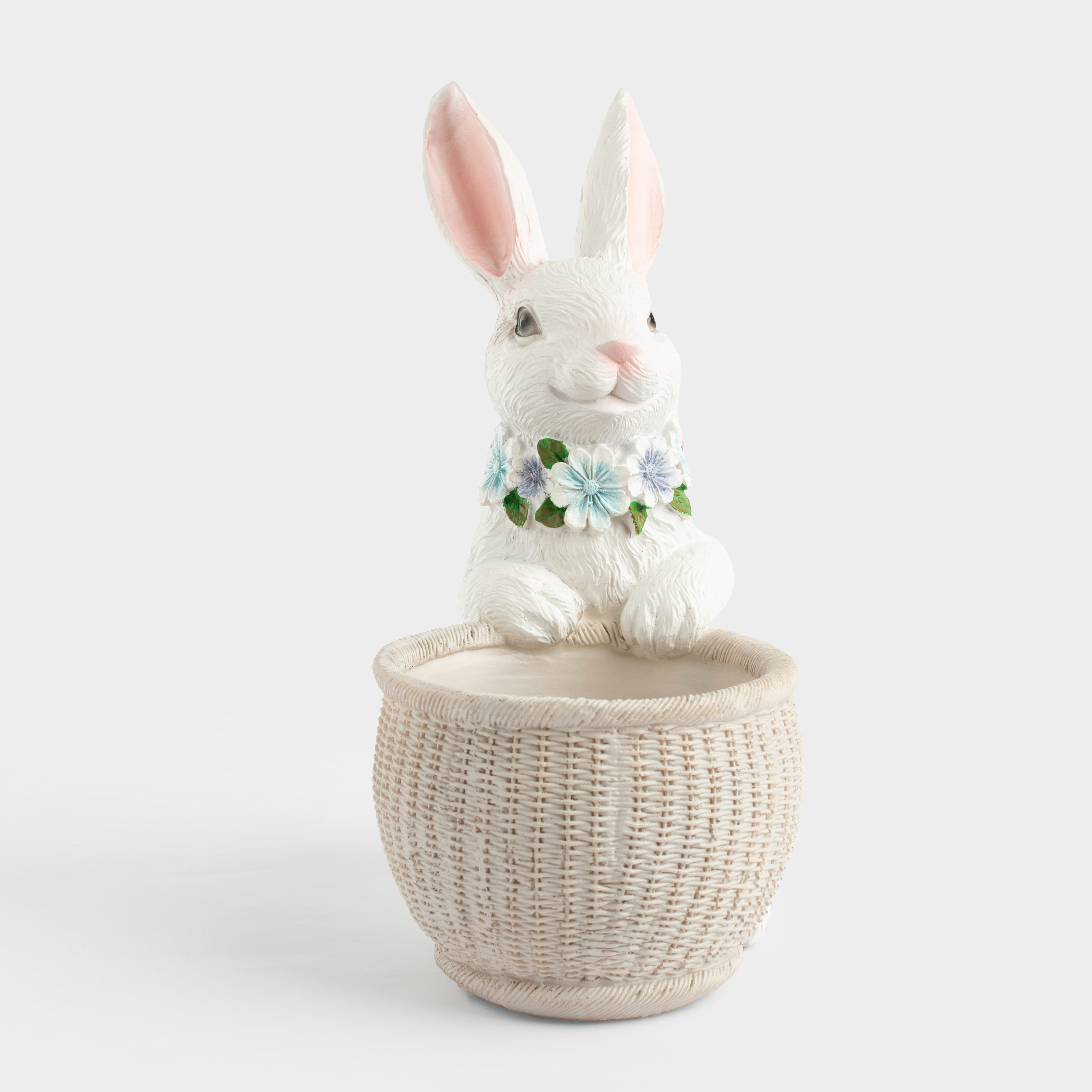 Конфетница, 21x27 см, полирезин, серо-бежевая, Кролик с корзинкой, Easter, image-1