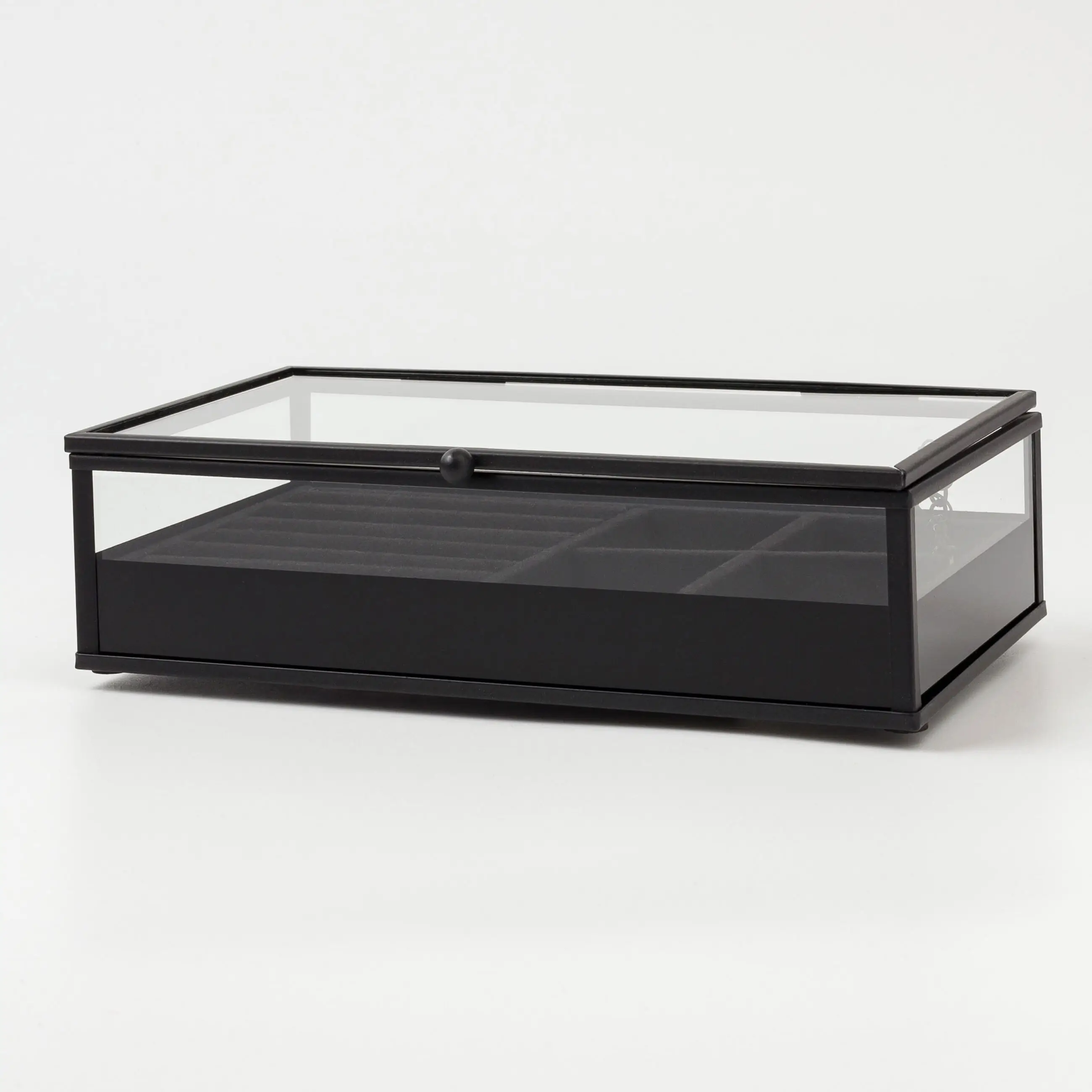 Шкатулка для украшений, 21х13 см, стекло/металл, черная, Collection, image-0