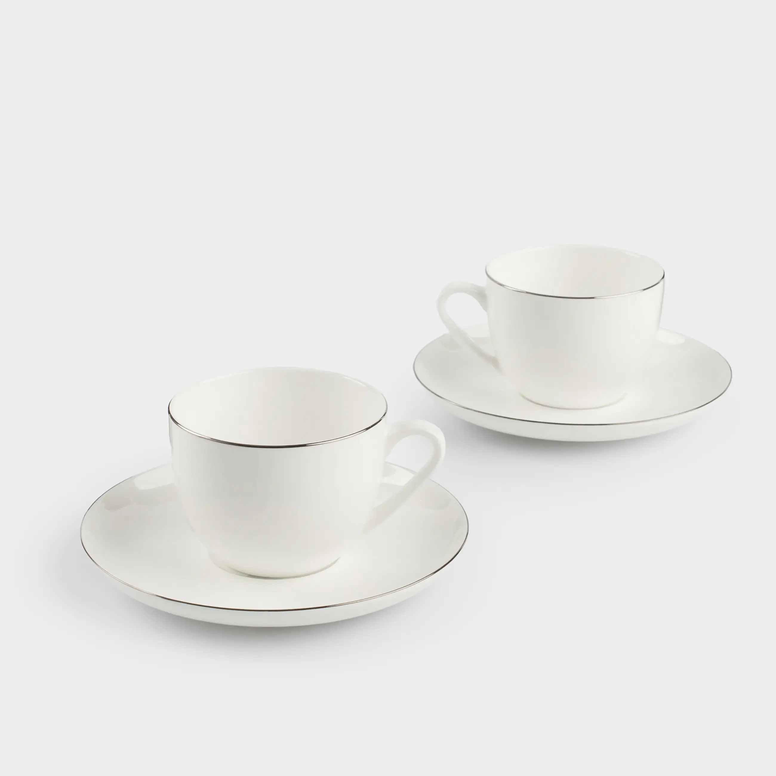Шай жұбы, 2 тұлға, 4 зат, 250 мл, F фарфоры, ақ, Ideal silver, image-0