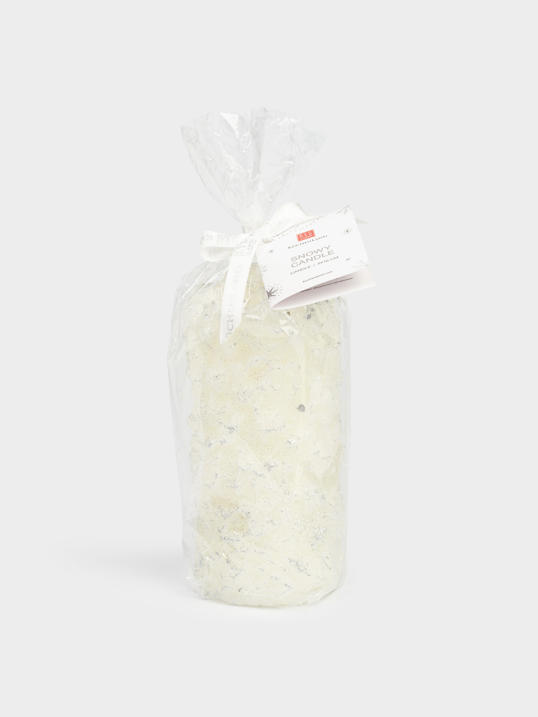 Шам, 8х16 см, сүт және күміс түстес, Қатқан қар, Snowy candle, image-4