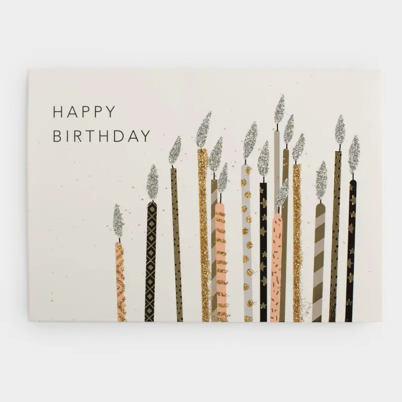 Открытка подарочная, 12х17 см, бумага, белая, Свечи, Birthday ,image-0