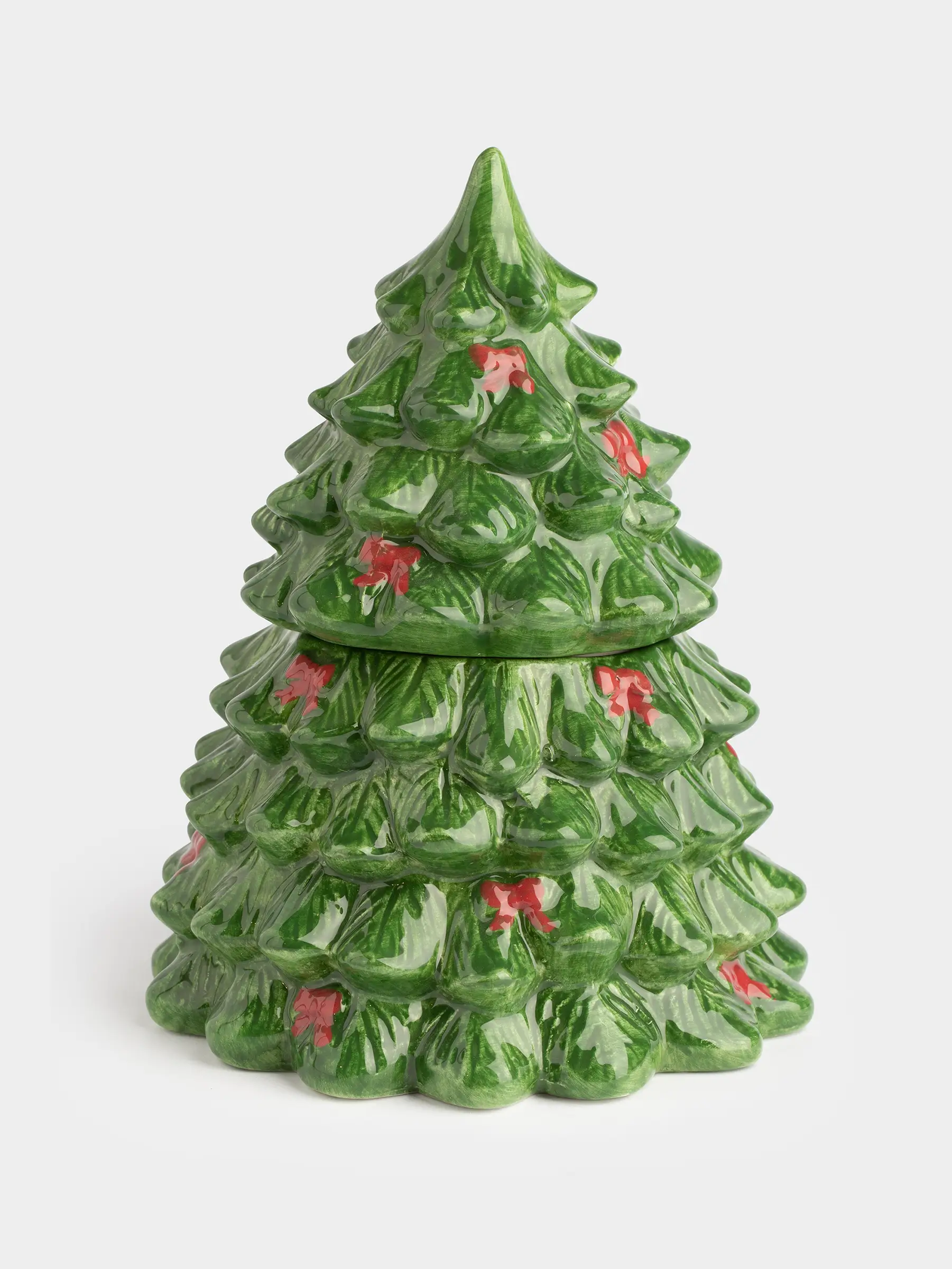 Емкость для хранения, 16х20 см, 710 мл, керамика, зеленая, Ель с бантами, Christmas traditions