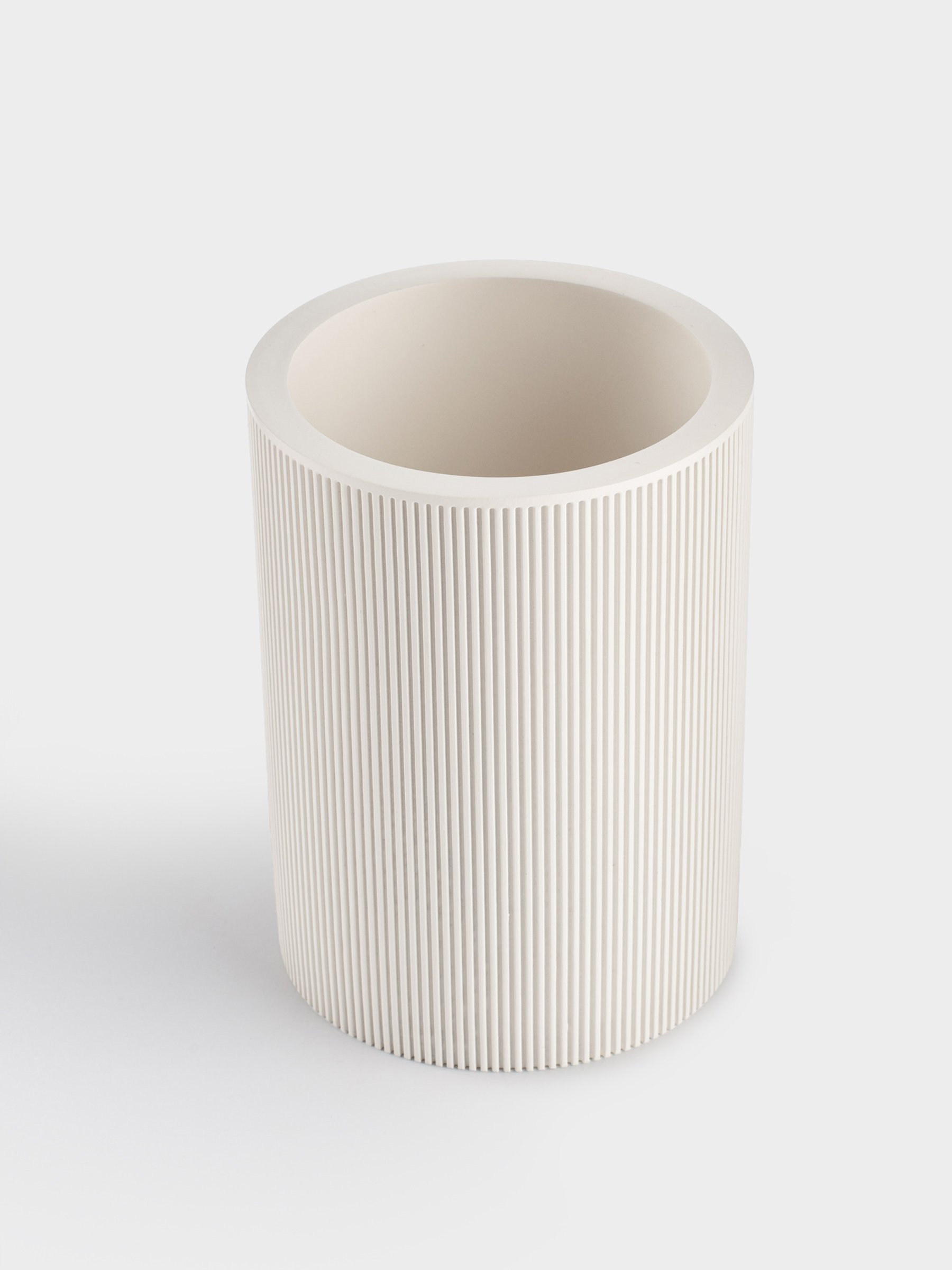 Жуынатын бөлмеге арналған стақан, 10 см, полирезин, сүт түстес, White stripes, image-2