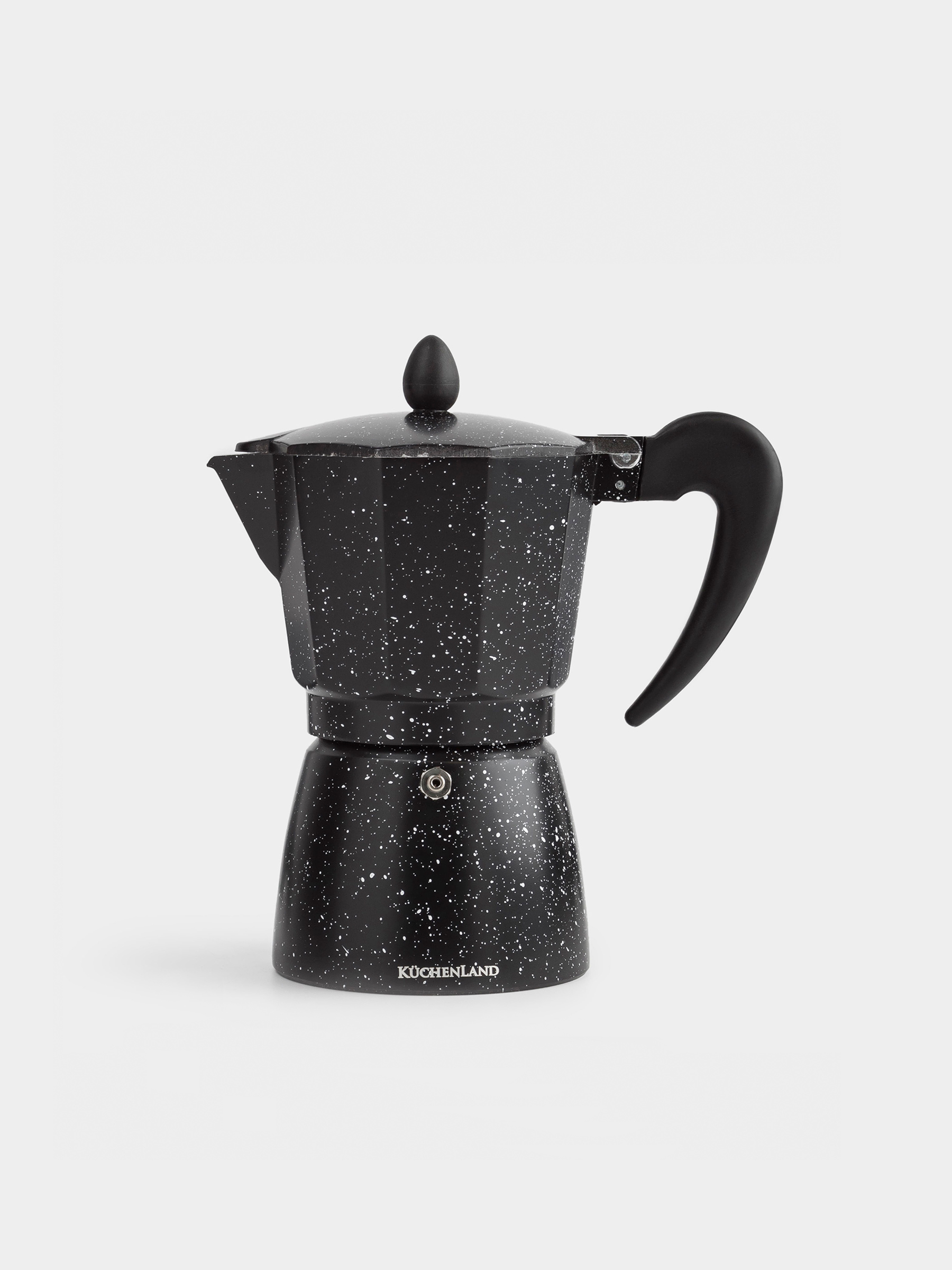 Гейзерлі кофеқайнатқыш, 300 мл, алюминий/пластик, қара, дақты, Espresso