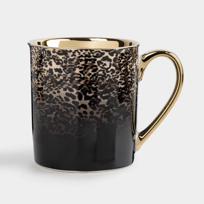 Кружка, 300 мл, фарфор N, черно-золотистая, Леопард, Leopard ,image-0