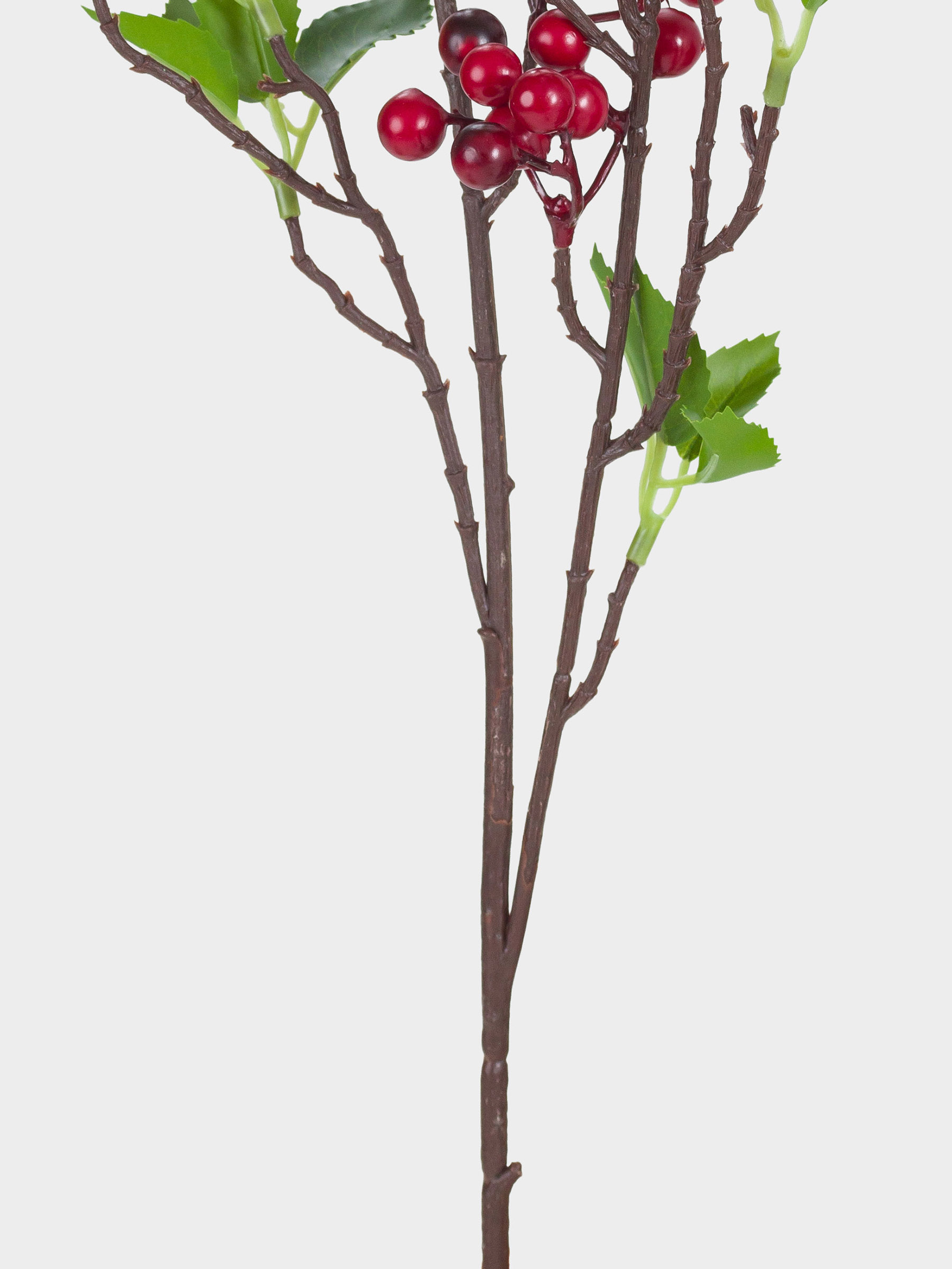 Ветка декоративная, 70 см, пенопласт/полиэстер, Красные ягоды, Red berry, image-2