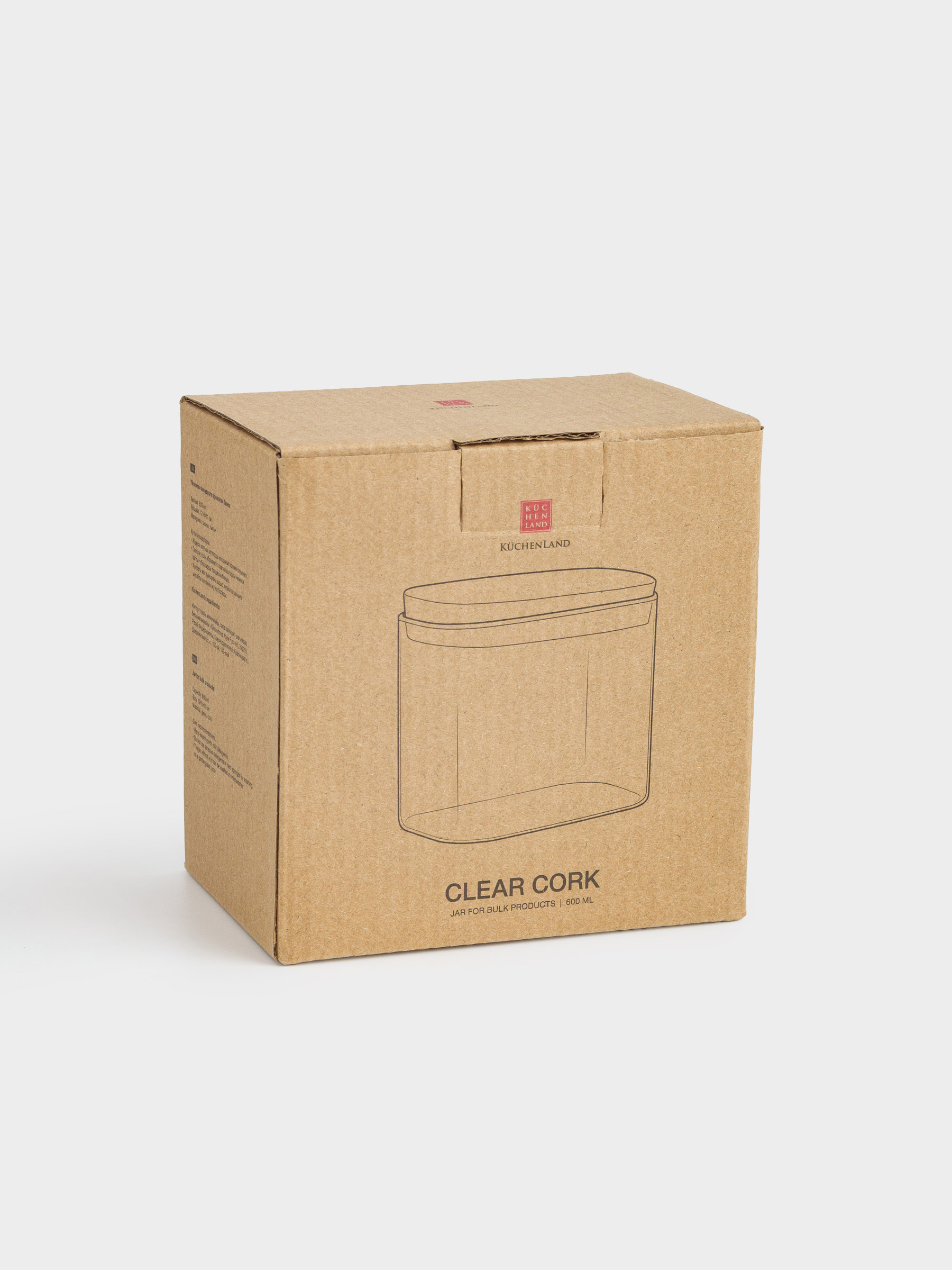 Банка для сыпучих продуктов, 600 мл, стекло/пробка, прямоугольная, Clear cork, image-5