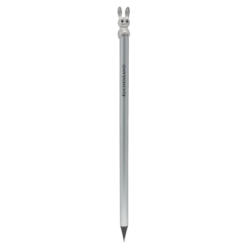 Ручка шариковая, 14 см, с фигуркой, серебристая, Заяц, Draw figure ,image-0