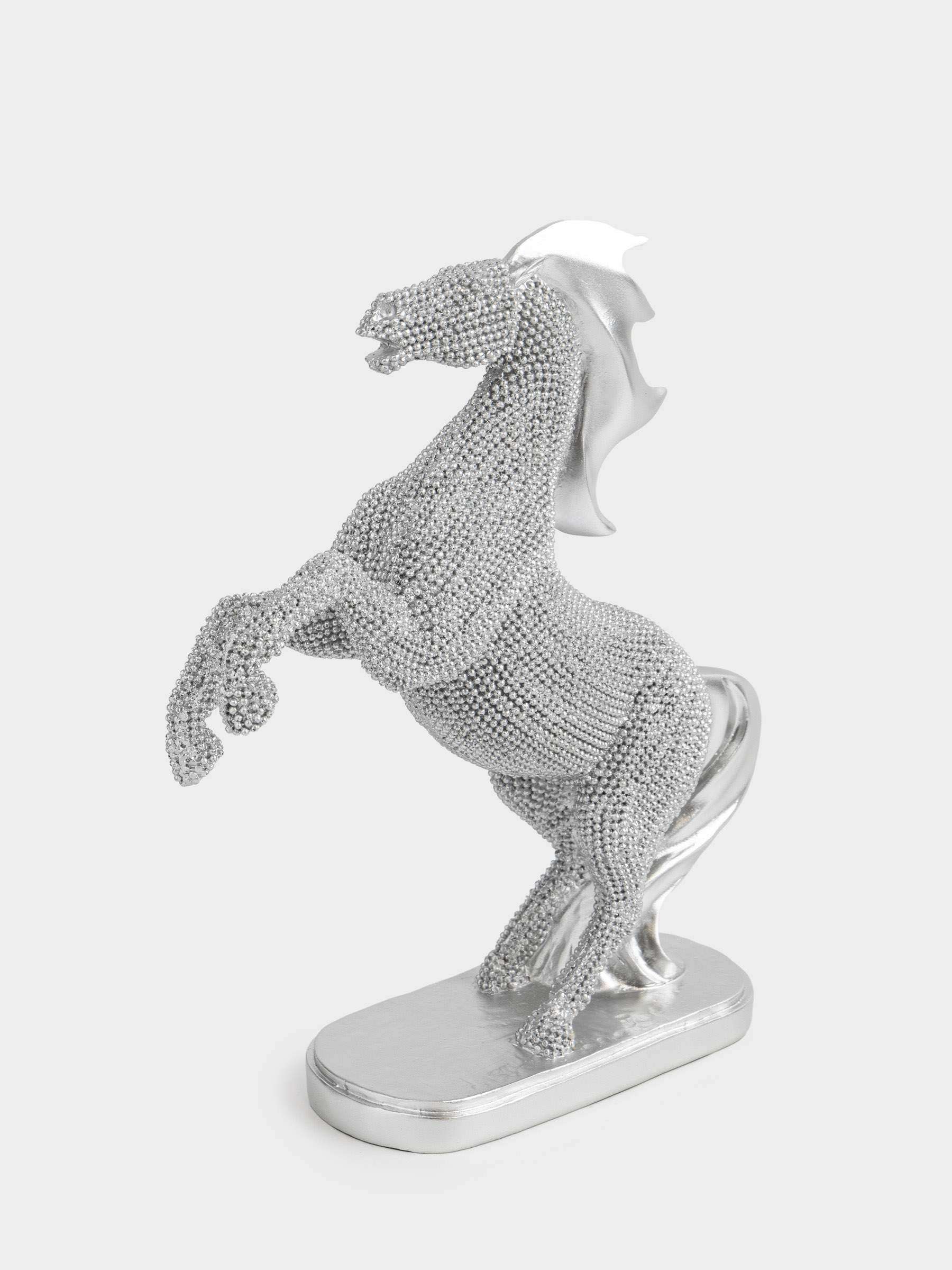 Статуэтка, 24 см, полирезин, серебристая, Конь на задних ногах, Horse silver, image-4