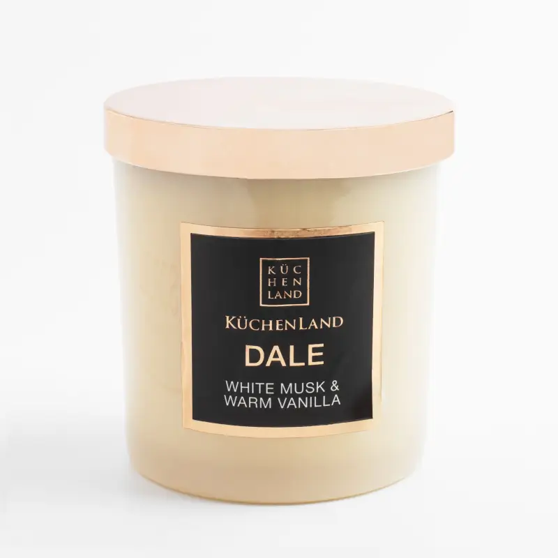 Свеча ароматическая, 9 см, в подсвечнике, с крышкой, стекло, White musk and Warm Vanilla, Dale ,image-0