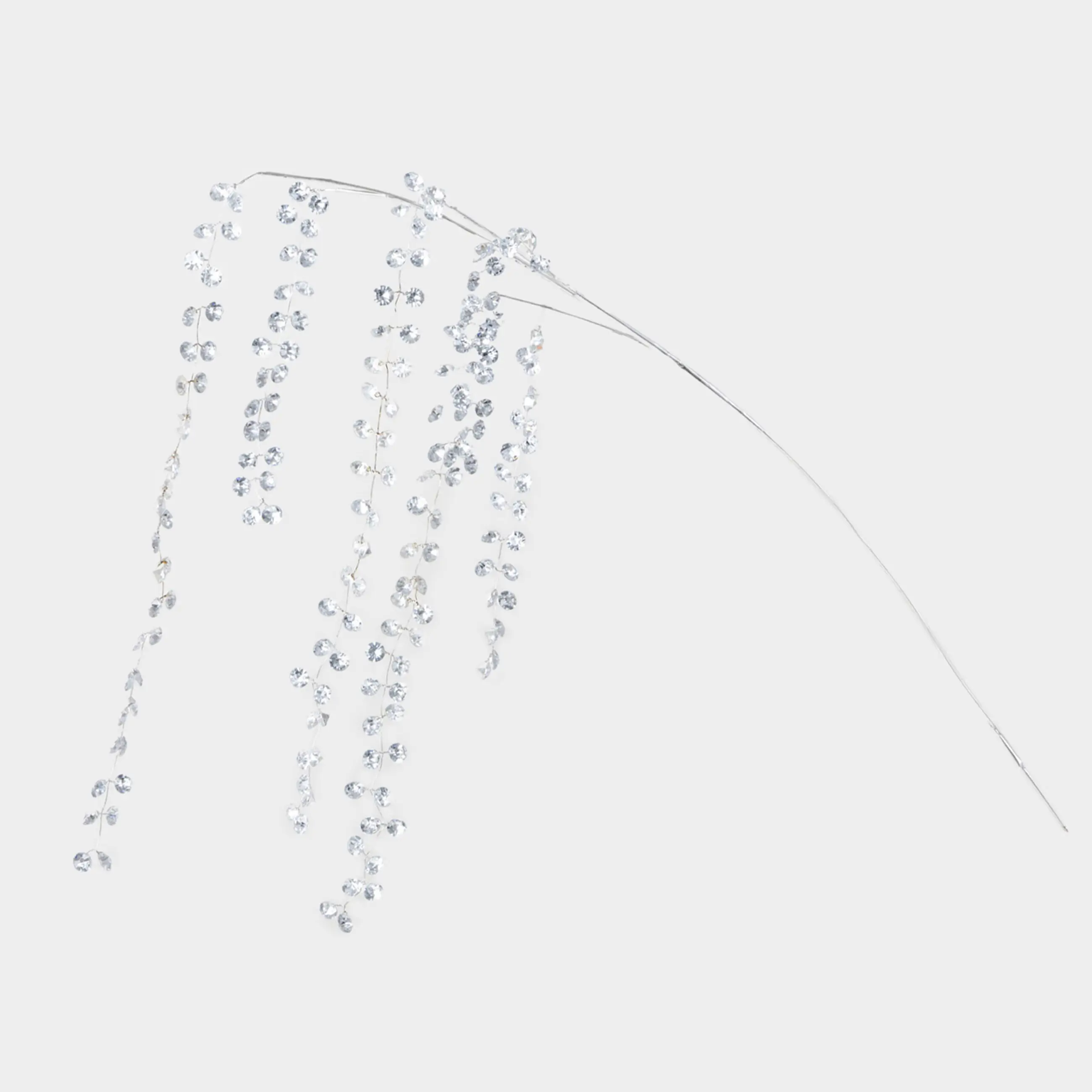 Сәндік бұтақ, 68 см, пластик/металл, Күміс кристалдар, Crystal decor