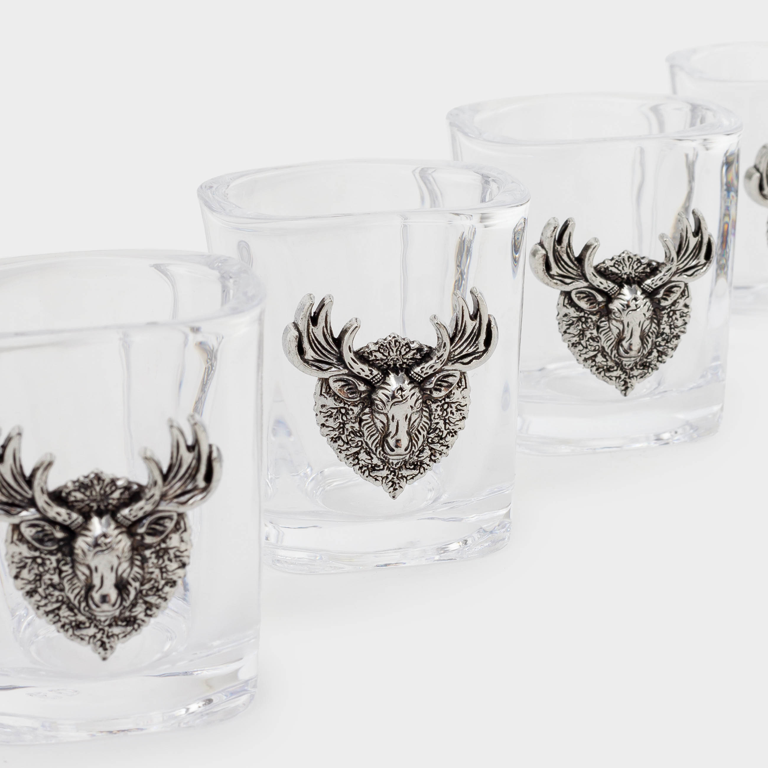 Стопка для водки, 60 мл, 4 шт, на подставке, стекло/металл/дерево, Лось, Lux elements decor, image-4