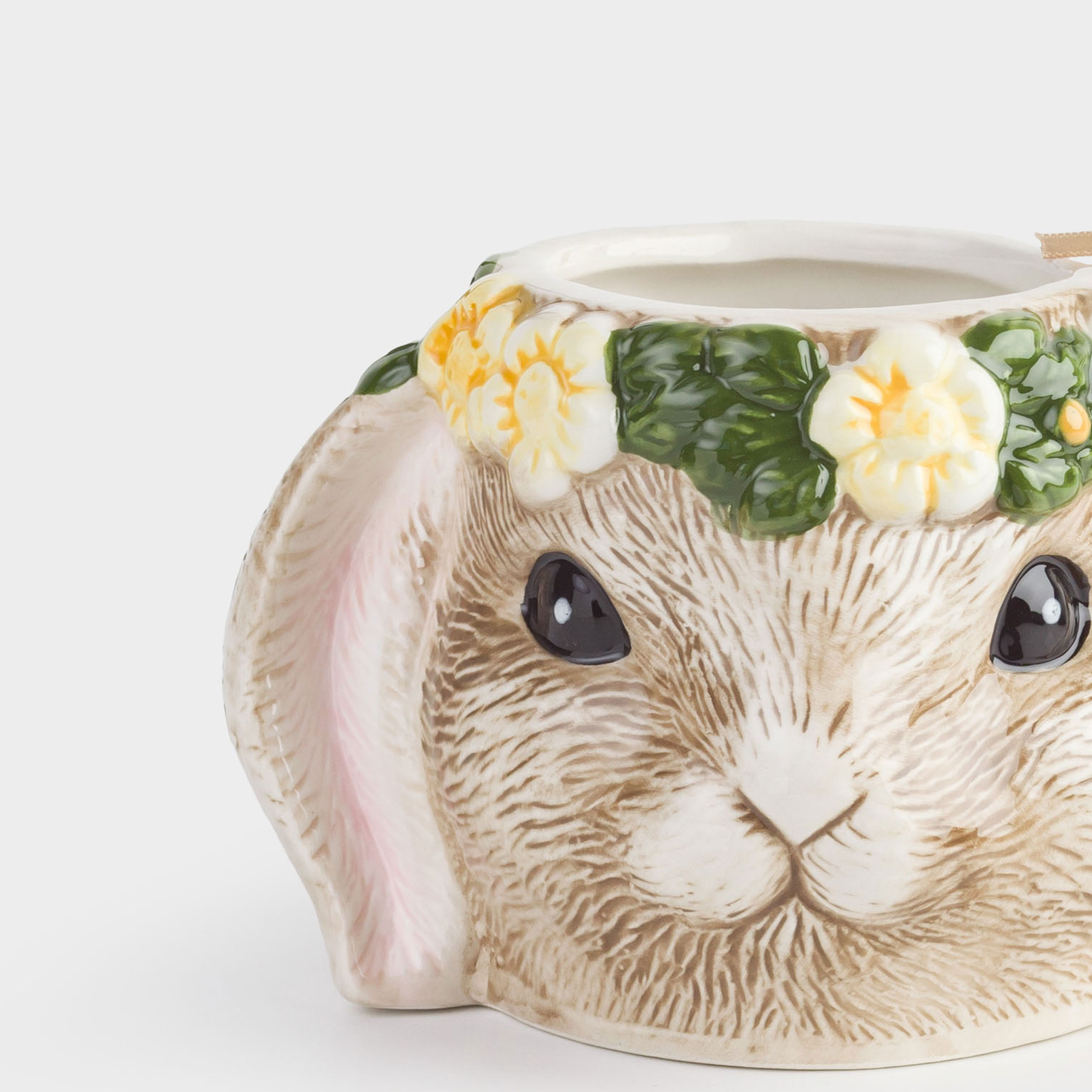 Кружка, 430 мл, керамика, коричневая, Кролик в цветочном венке, Natural Easter, image-4