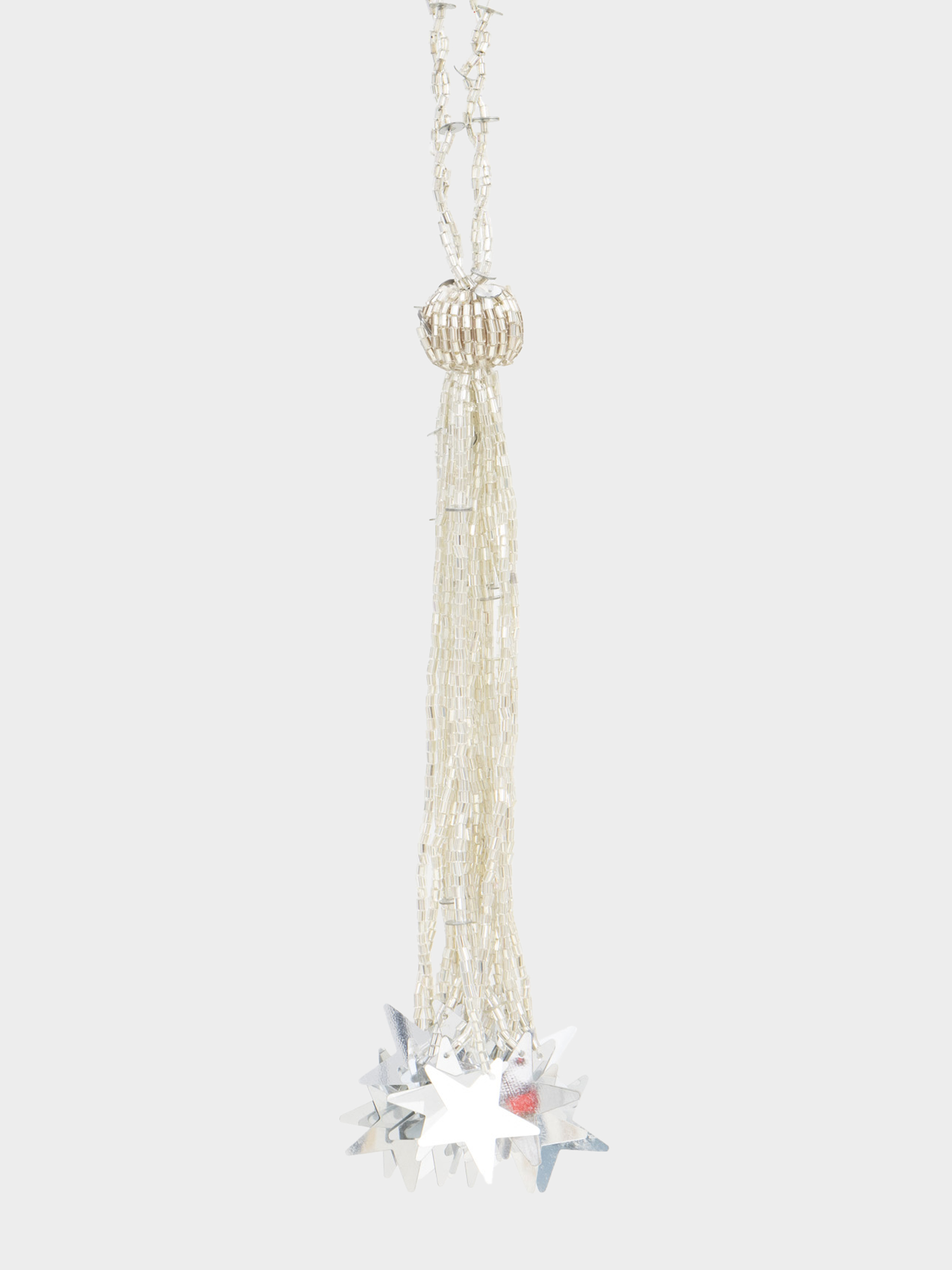 Игрушка елочная, 10 см, бисер, серебристая, Кисточка со звездами, Beads figure, image-0