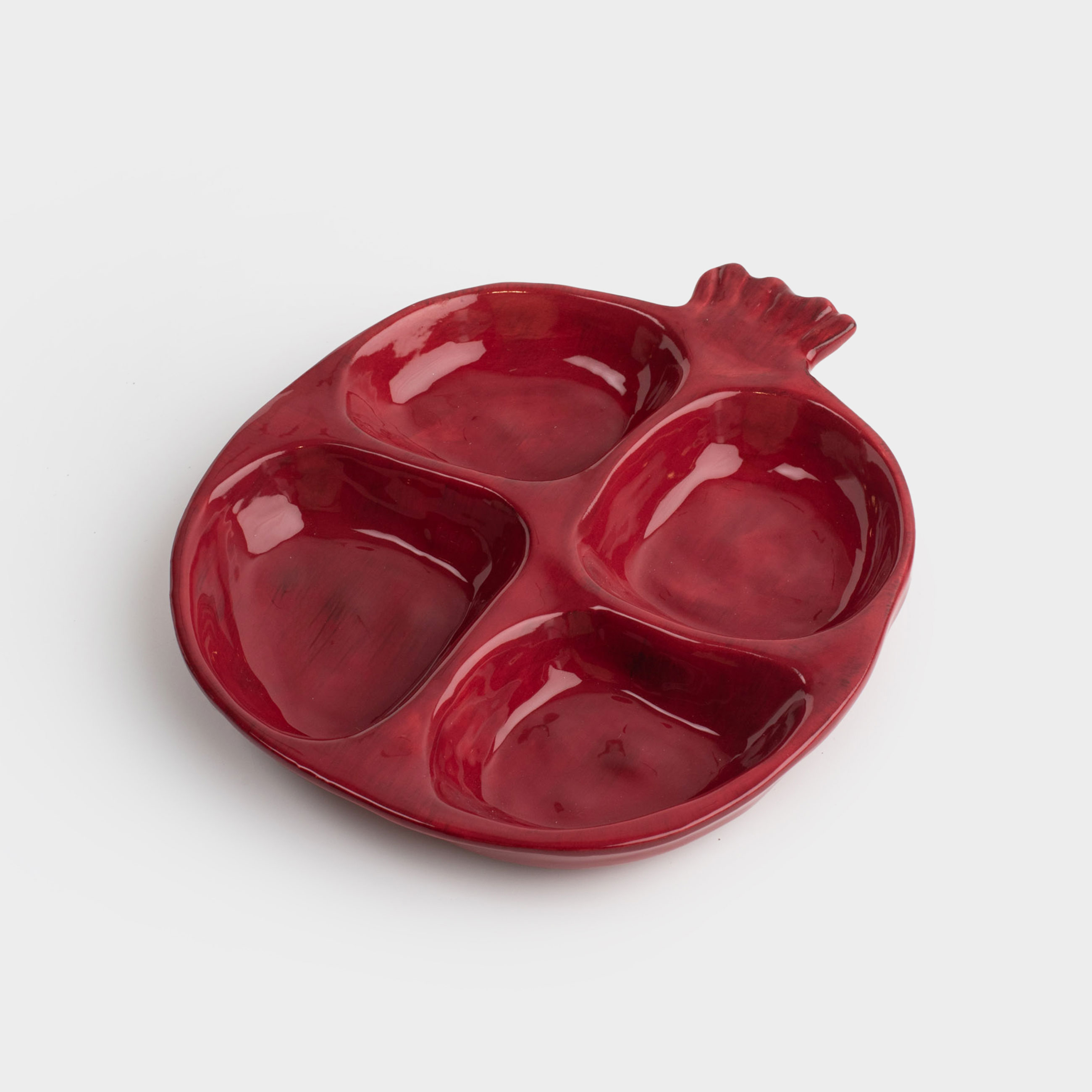 Менажница, 17х19 см, 4 отд, керамика, бордовая, Гранат, Pomegranate, image-0