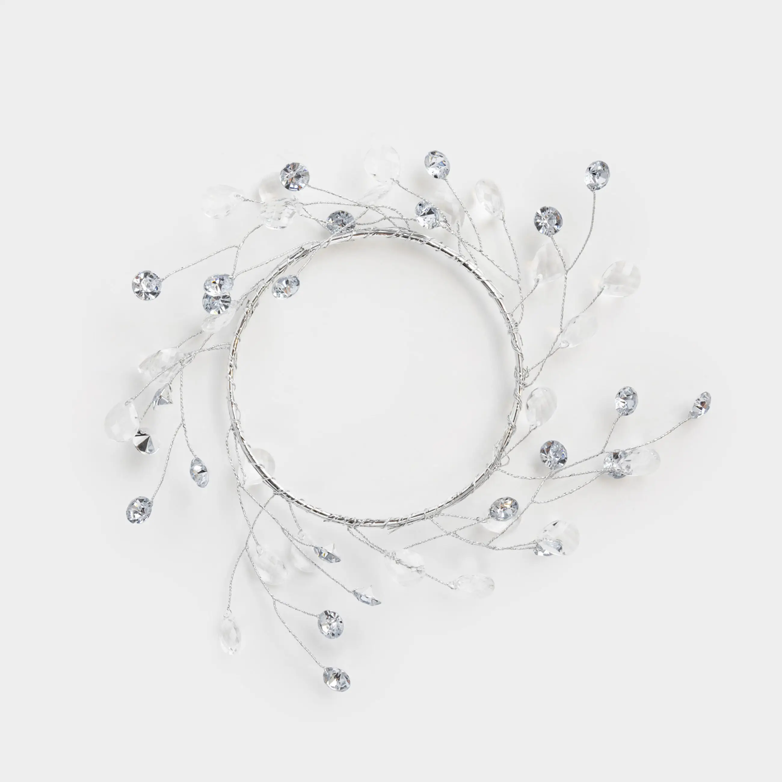 Шамға арналған гүл шоғы, 10/16 см, акрил/металл, күміс, Кристалдар, Crystal decor