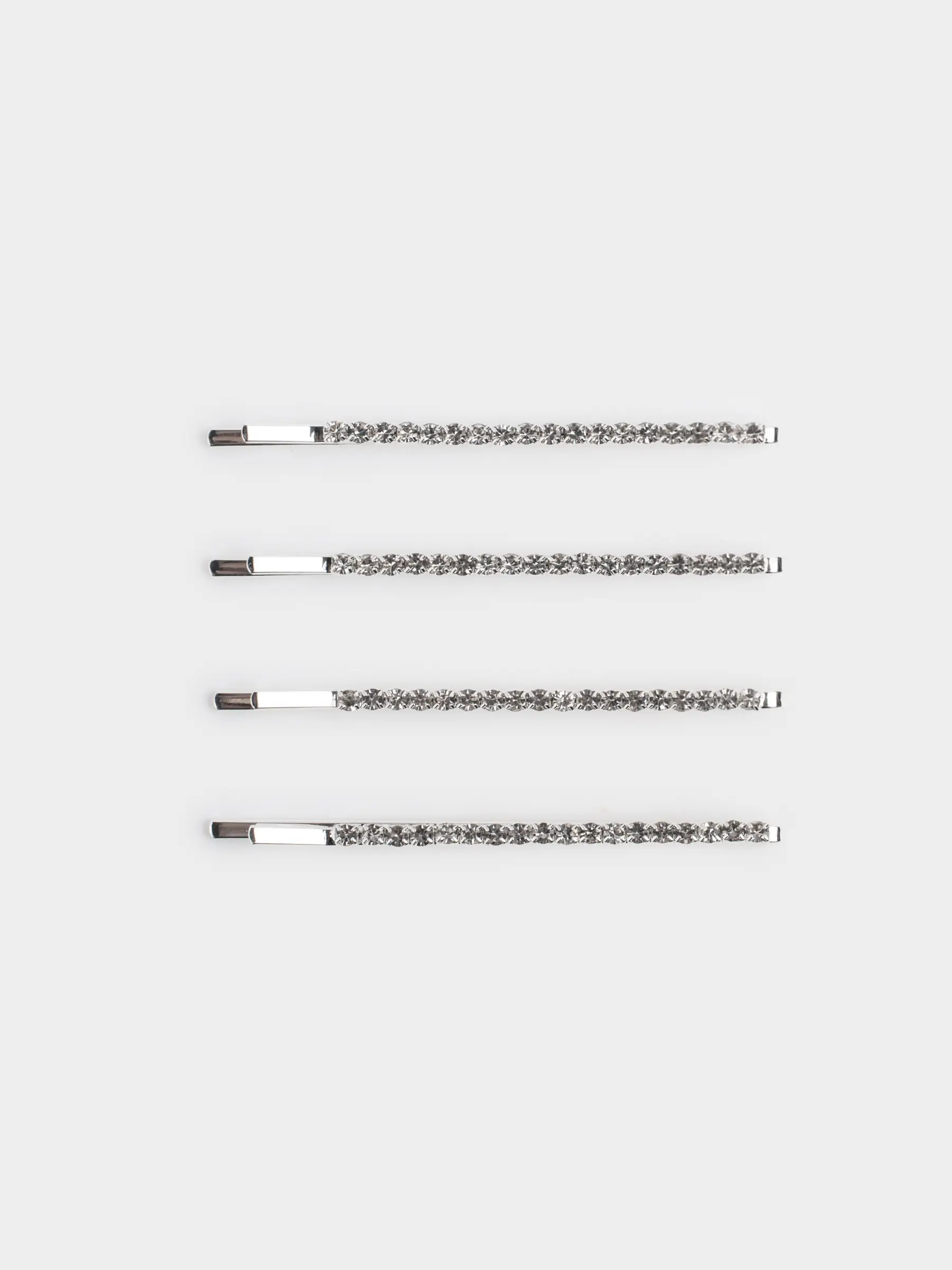 Шаш қыстырғыш, 6 см, 4 дана, шыны/металл, күміс түстес, Hair crystal