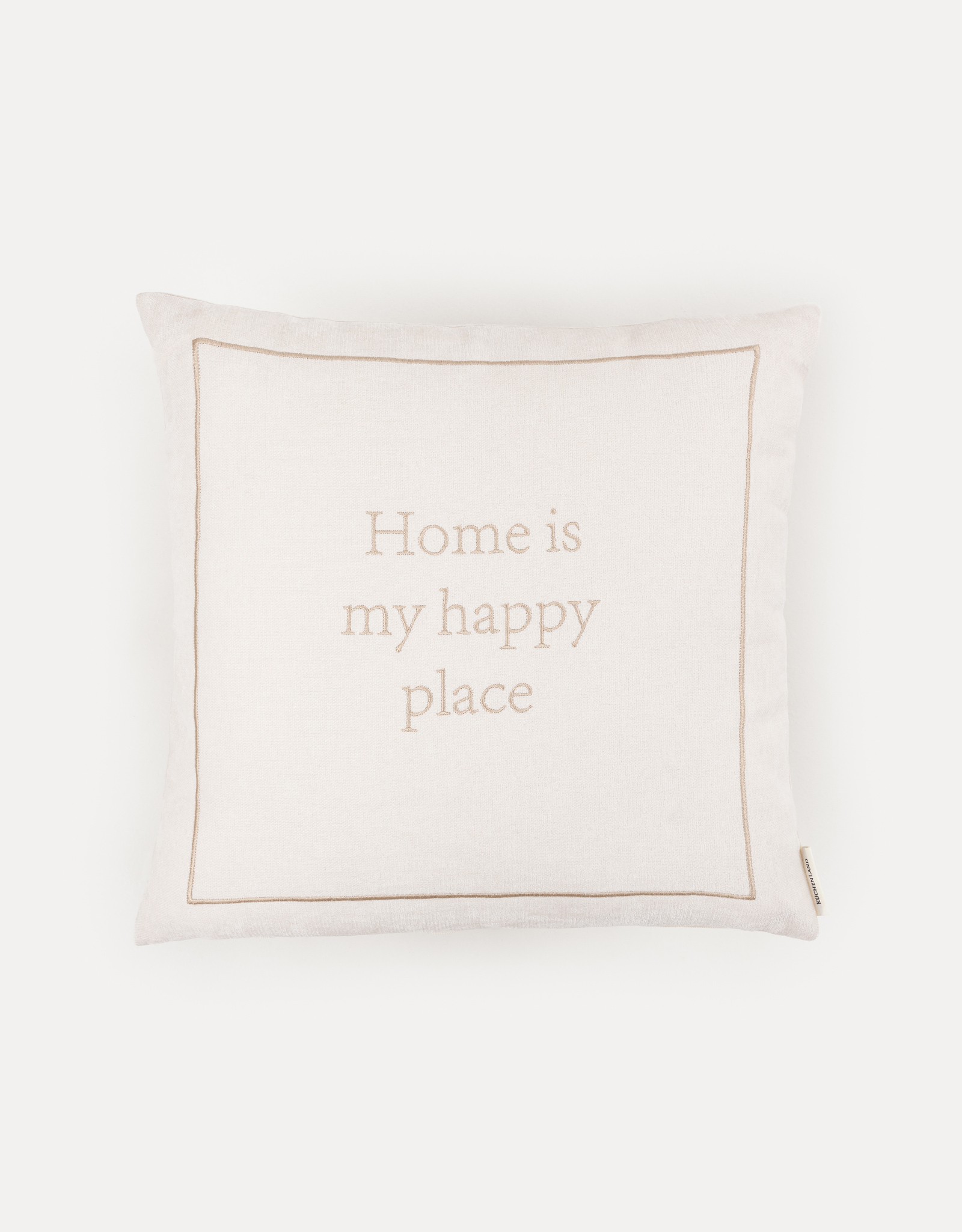 Подушка декоративная, 45х45 см, шенилл/вельвет, молочная, Home is my happy place, Chenill, image-0