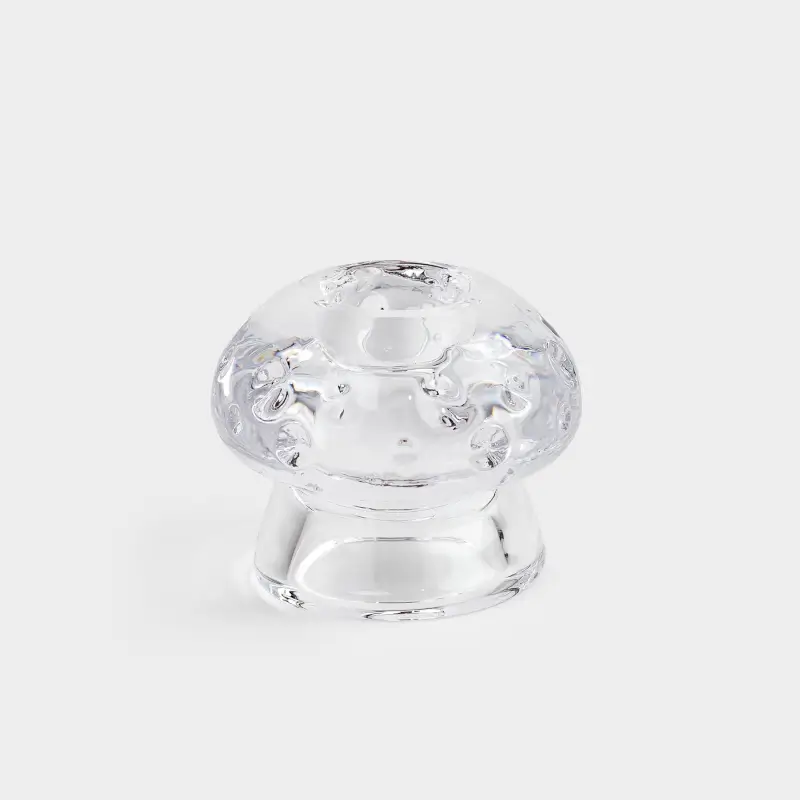 Подсвечник, 6 см, для тонкой свечи, стекло, Гриб, Clear