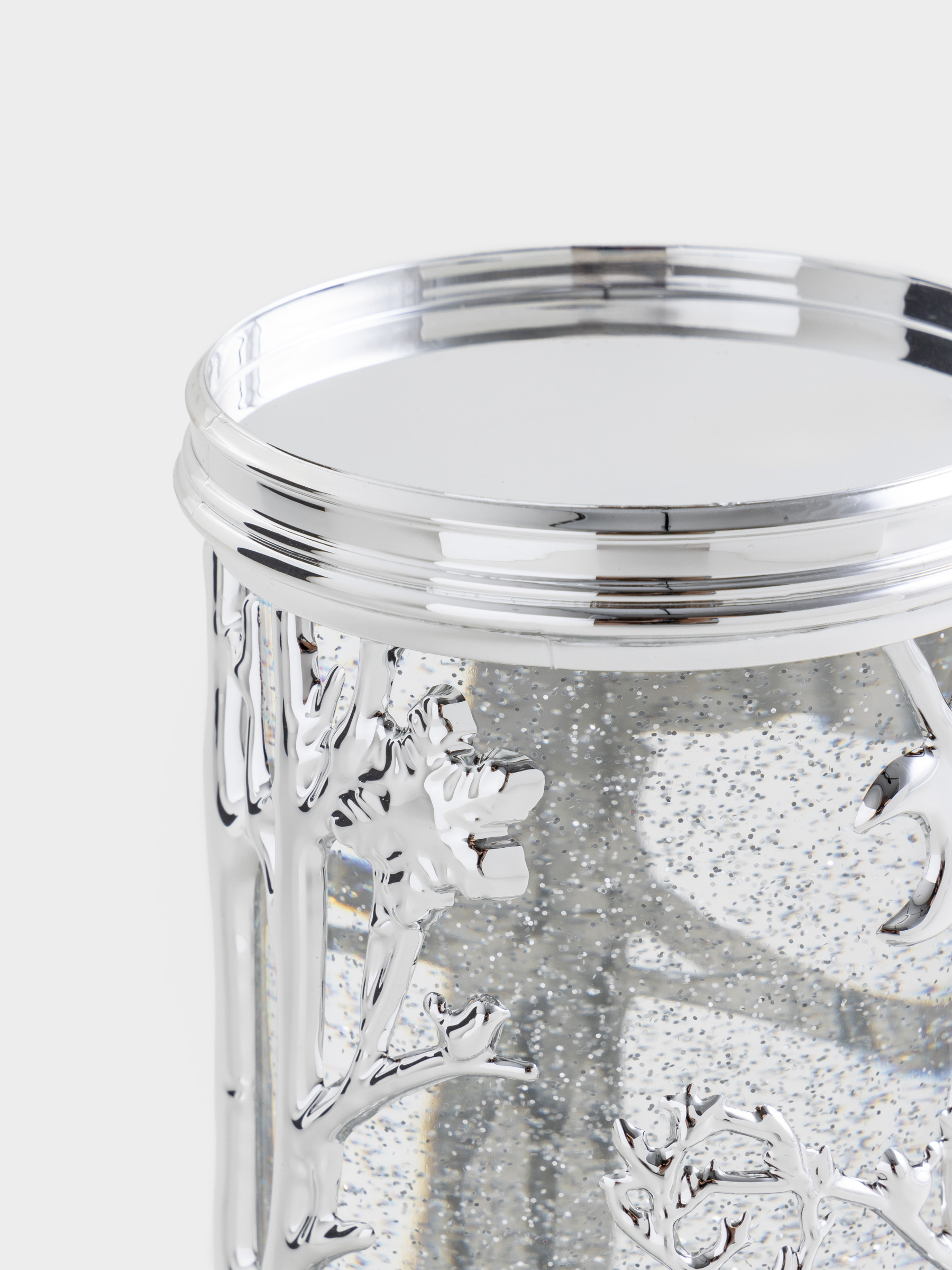 Қар шамы, 19 см, жарықтандырылған, пластик, күміс, Орман, Silver style, image-3