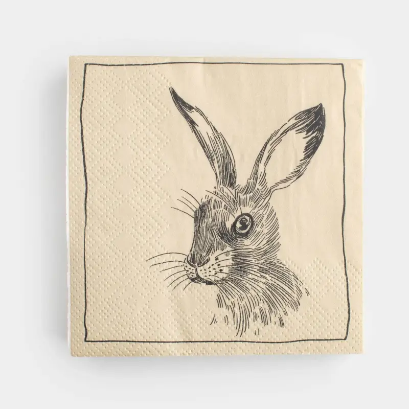 Салфетки бумажные, 21х21 см, 20 шт, квадратные, бежевые, Кролик, Natural Easter ,image-0